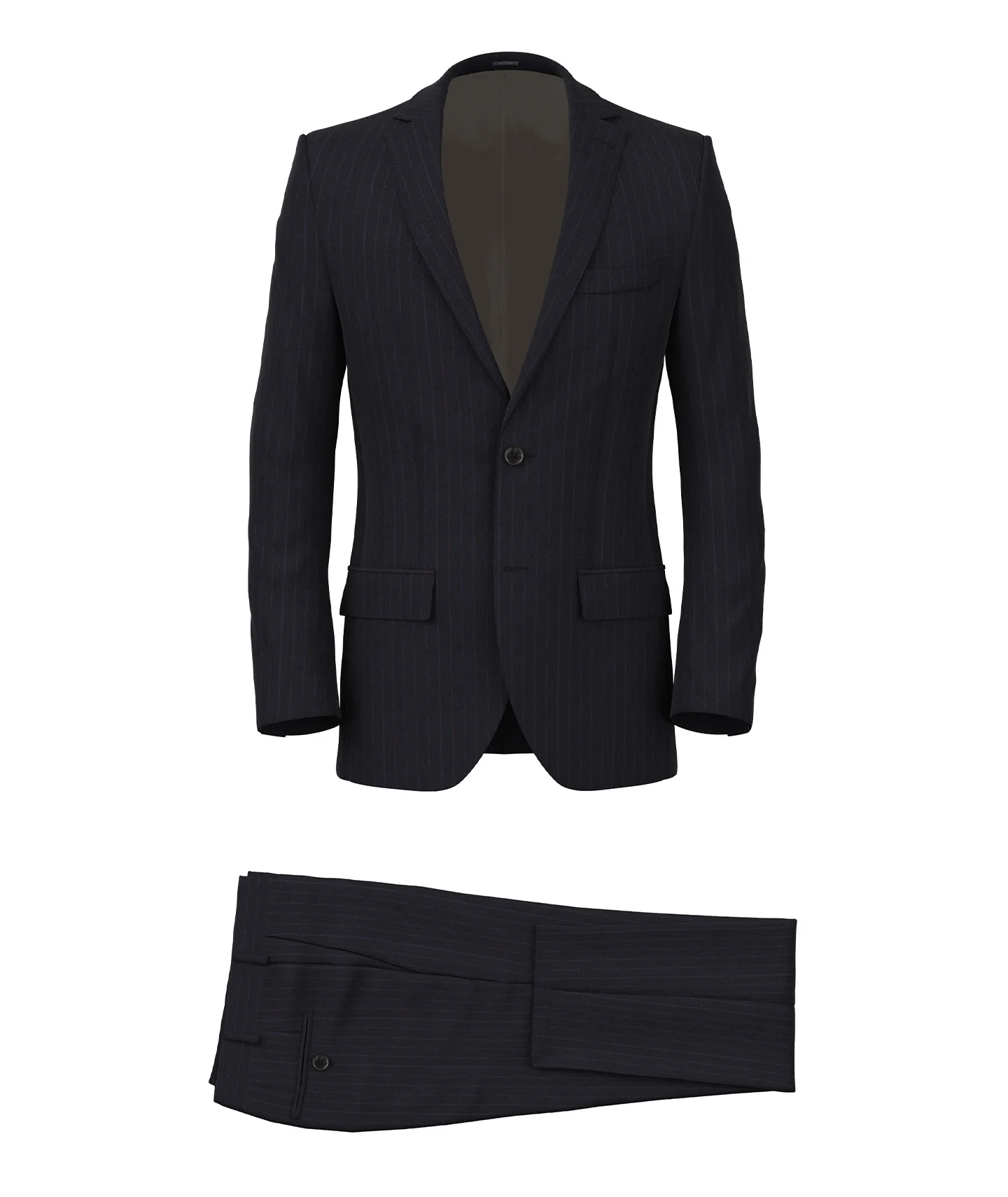 Abito gessato in lana blu navy