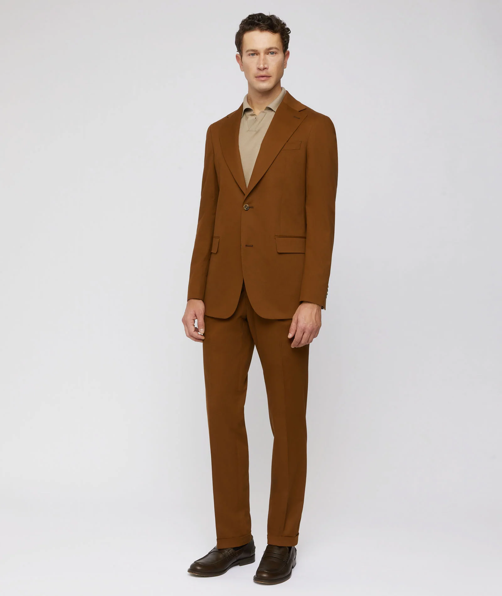 Abito in cotone-cashmere marrone bruciato