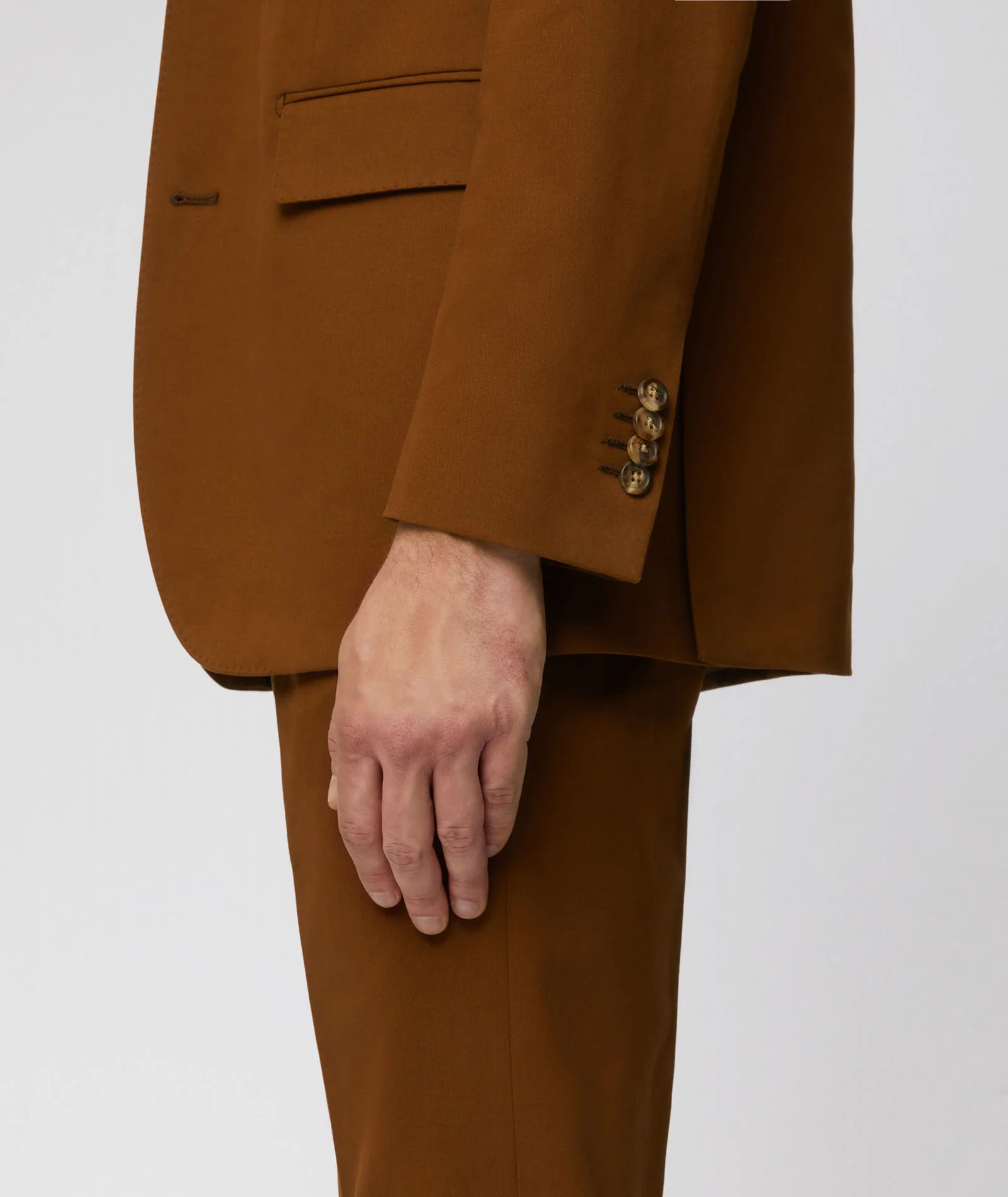 Abito in cotone-cashmere marrone bruciato - Image 4