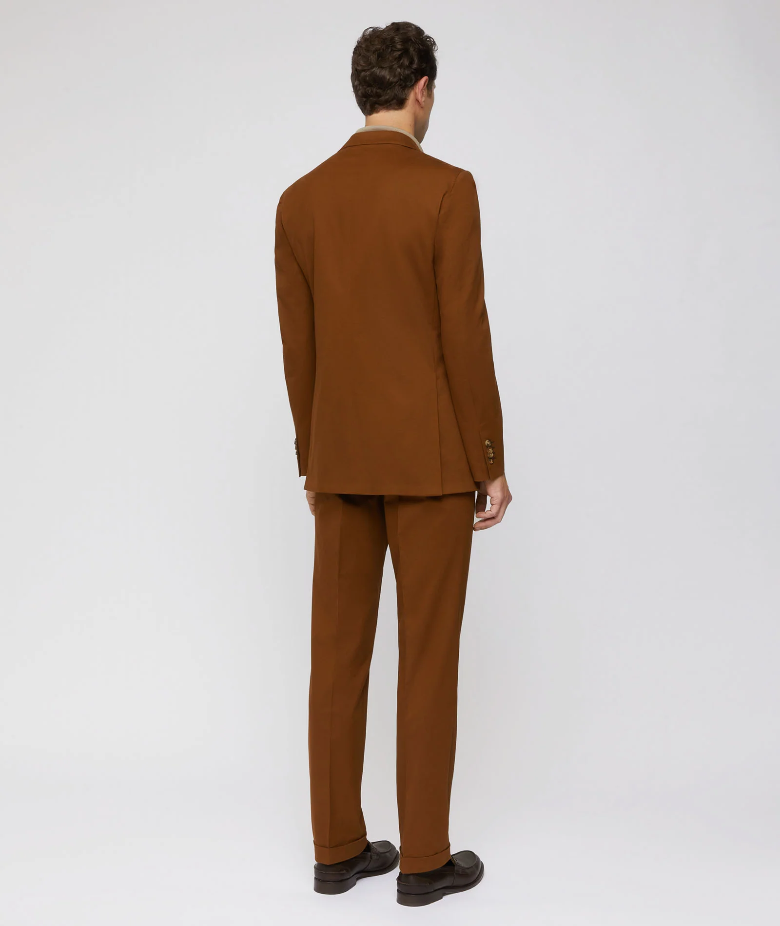 Abito in cotone-cashmere marrone bruciato - Image 5