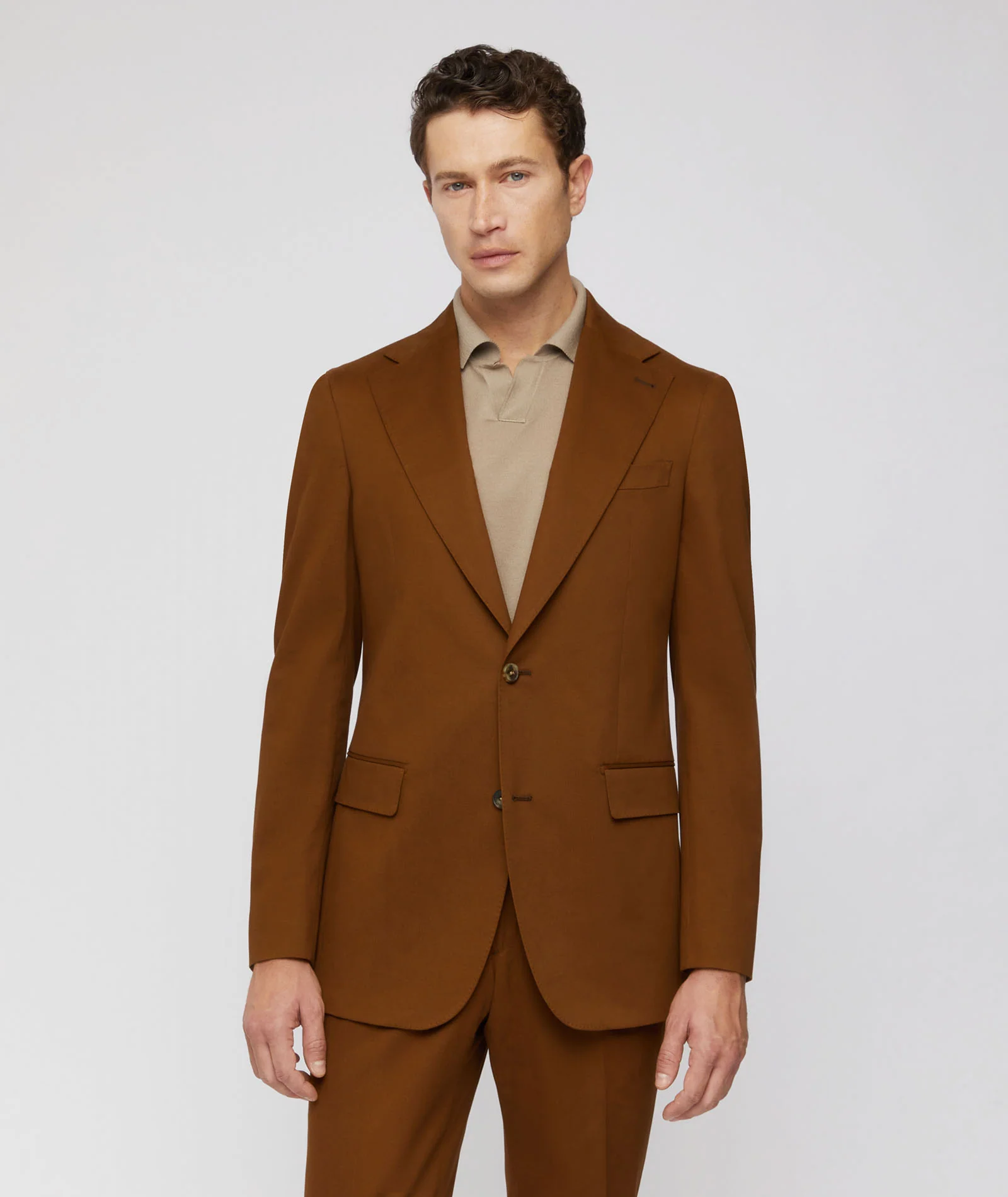 Abito in cotone-cashmere marrone bruciato - Image 6