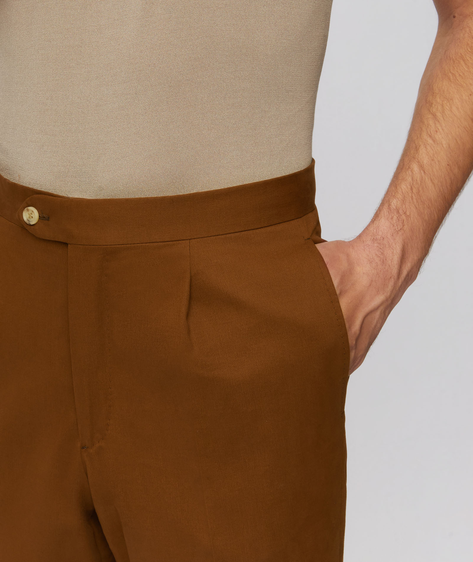 Abito in cotone-cashmere marrone bruciato - Image 7