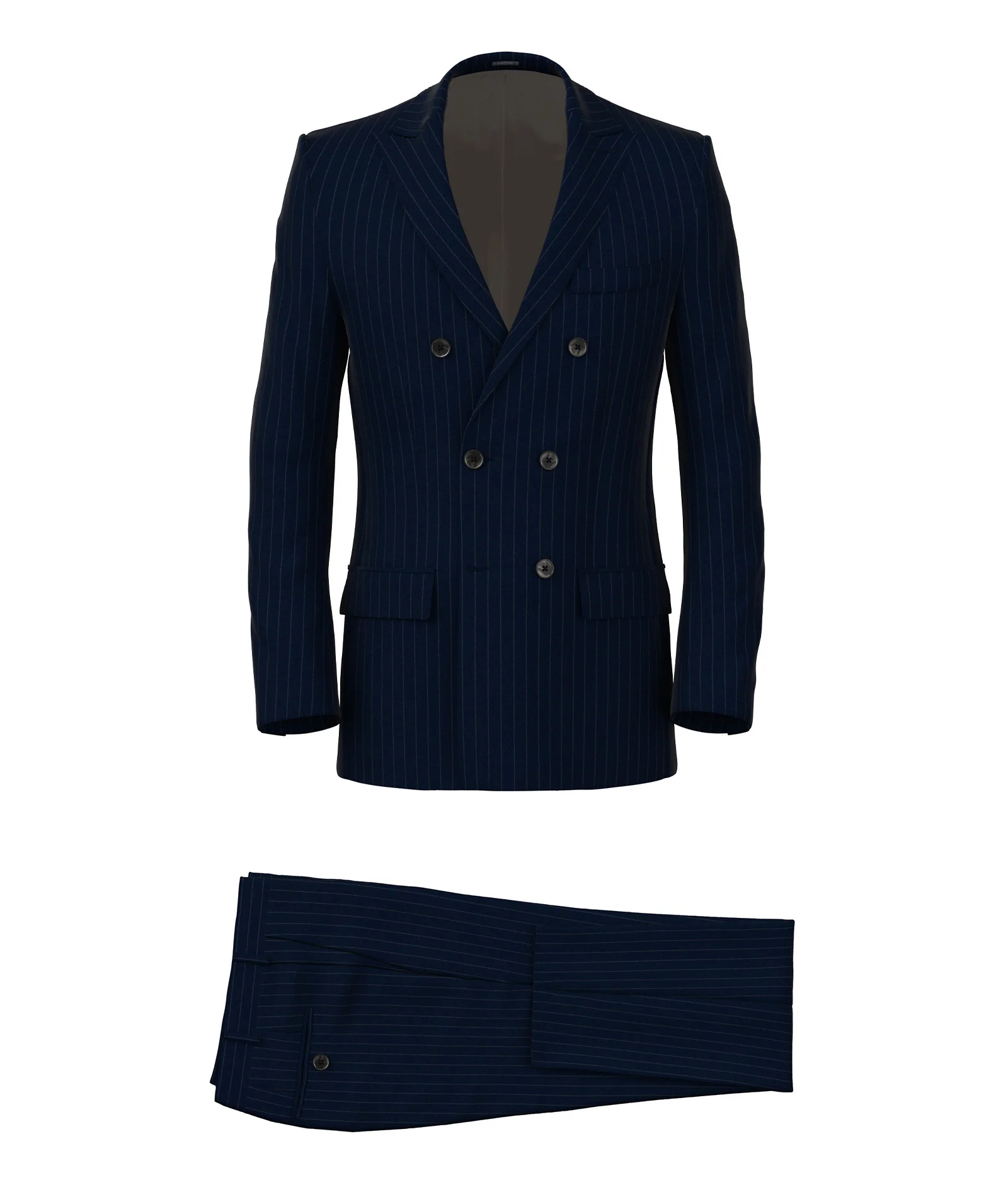 Abito in lana gessato blu navy