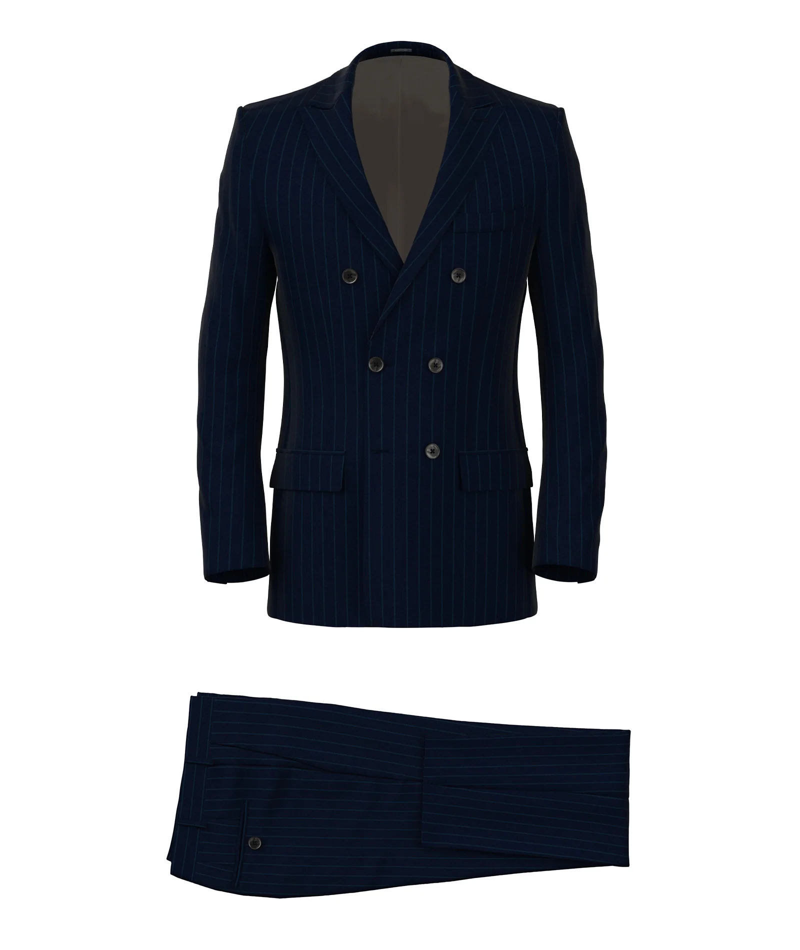 Abito in lana rigato blu scuro - Image 6