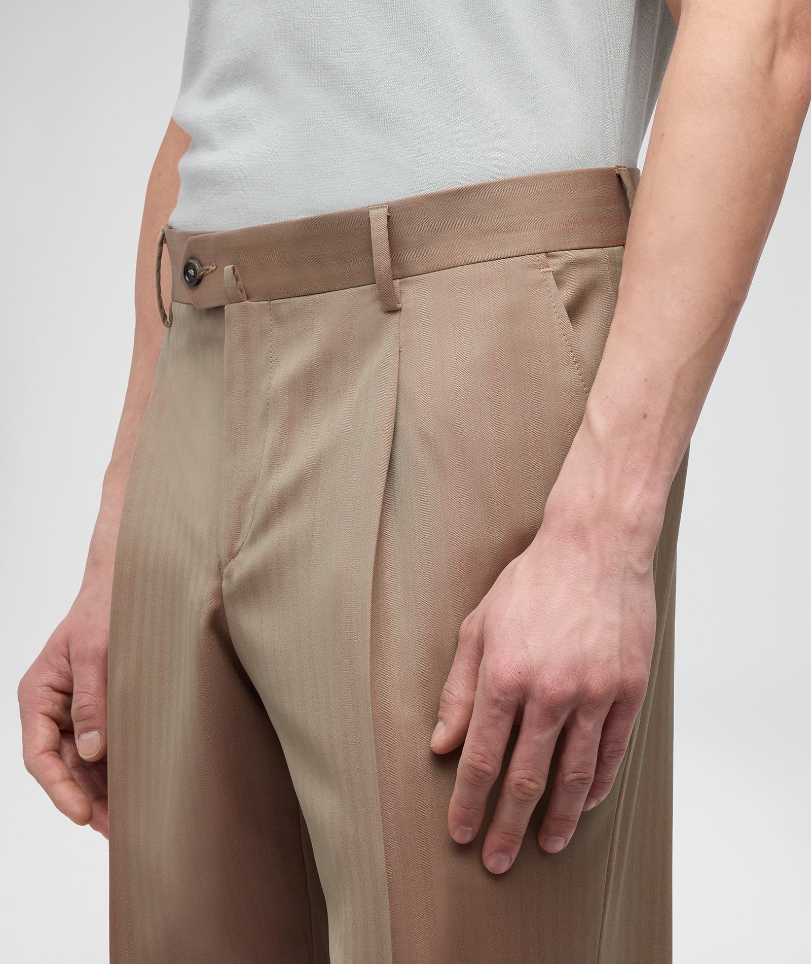 Abito in lana solaro spigato khaki e rosso - Image 4
