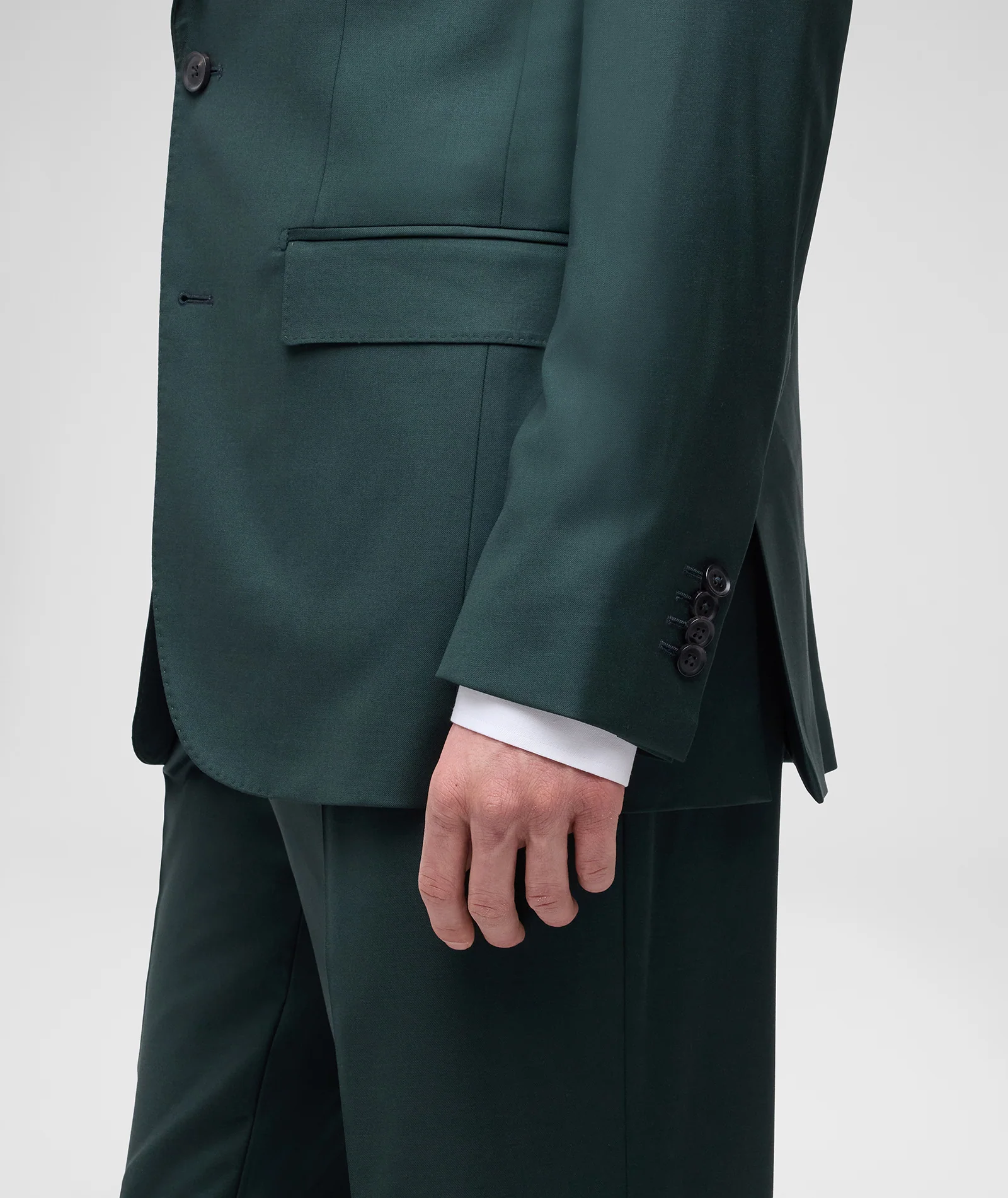 Abito in twill di lana 150'S verde scuro - Image 4