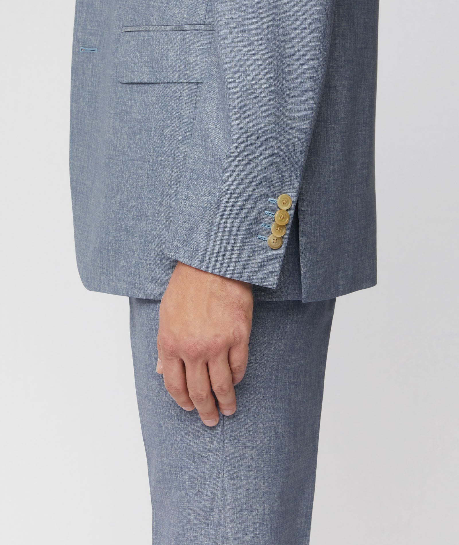 Abito in twill di lana azzurro effetto graffiato - Image 4
