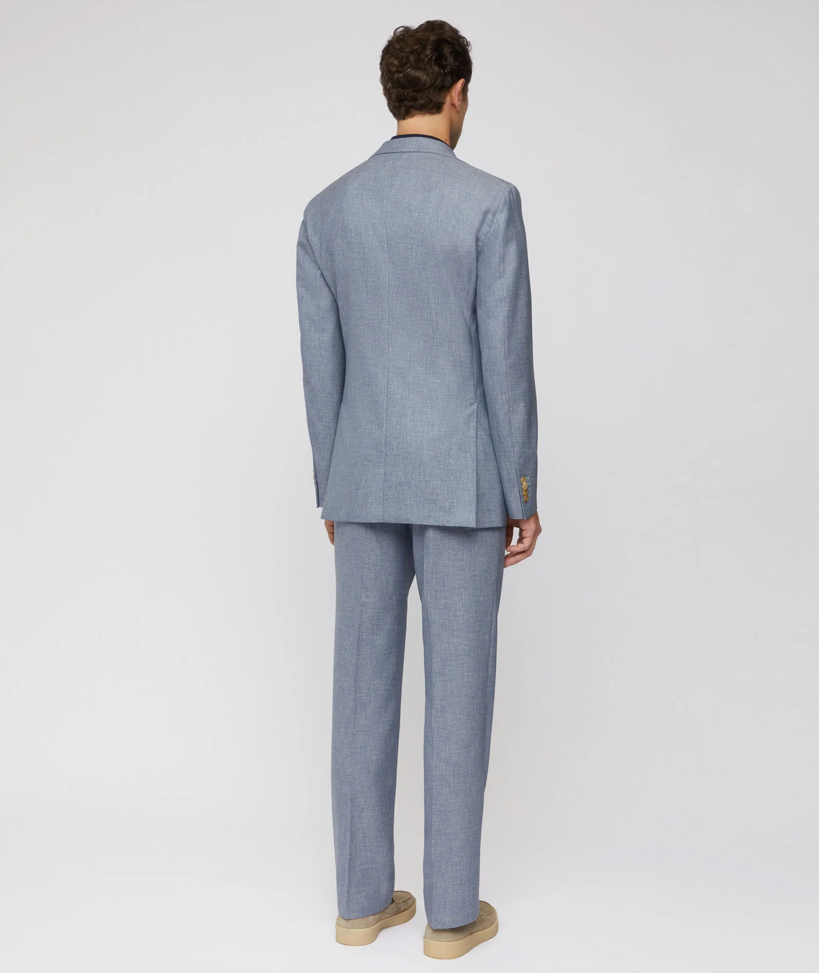 Abito in twill di lana azzurro effetto graffiato - Image 5