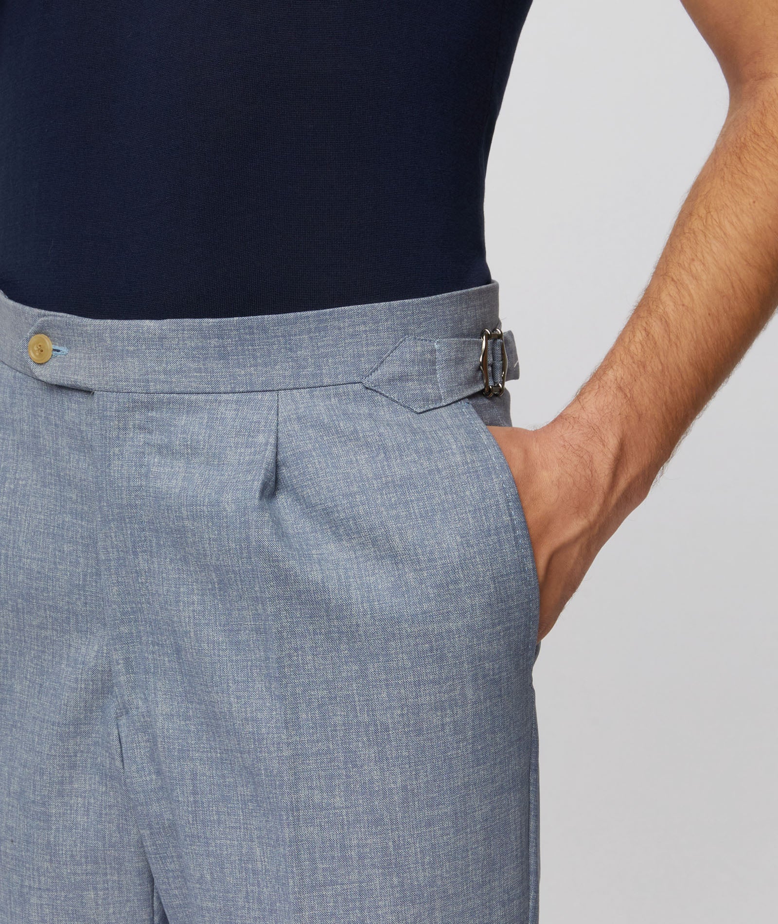 Abito in twill di lana azzurro effetto graffiato - Image 7