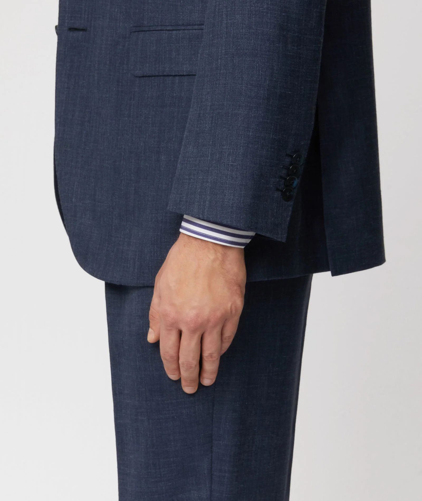 Abito Signature in twill di cashmere-seta-lino blu denim - Image 5
