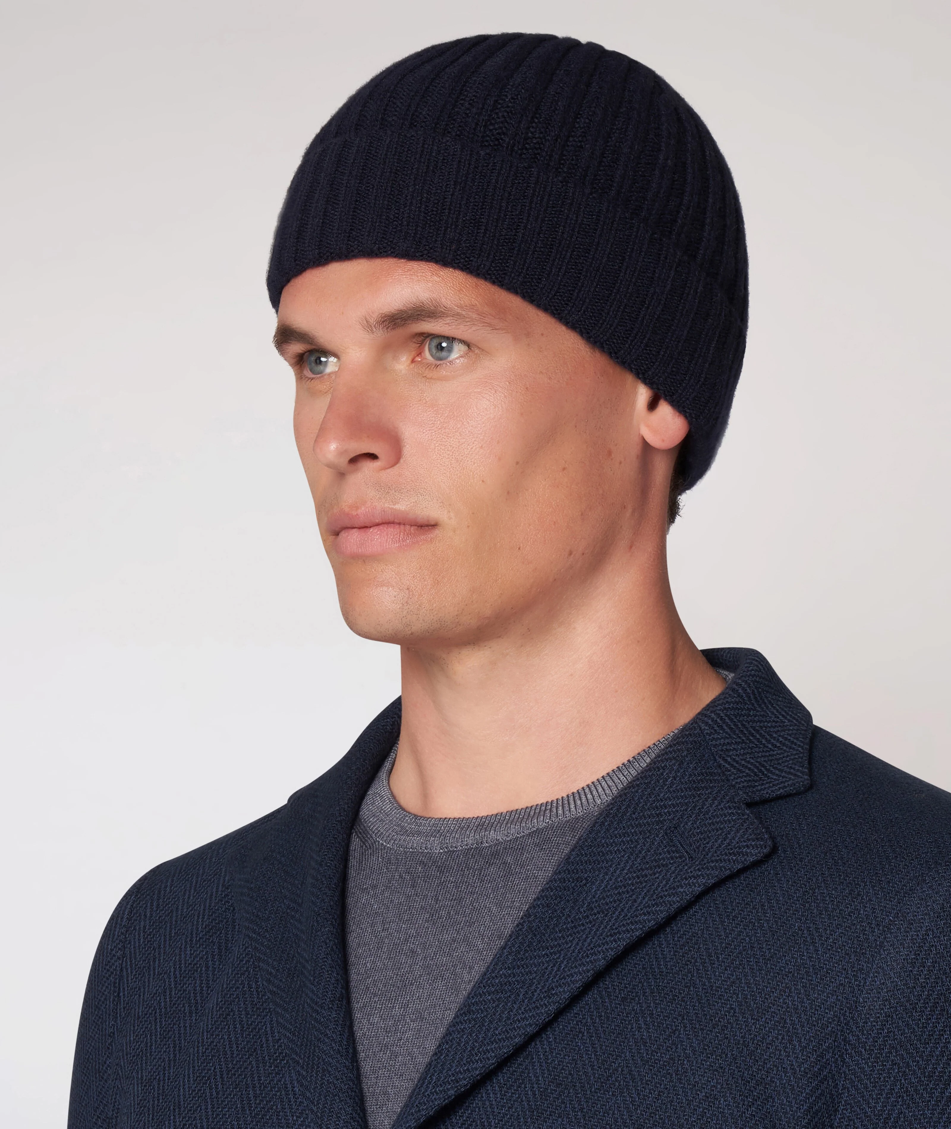 Berretto blu navy in cashmere