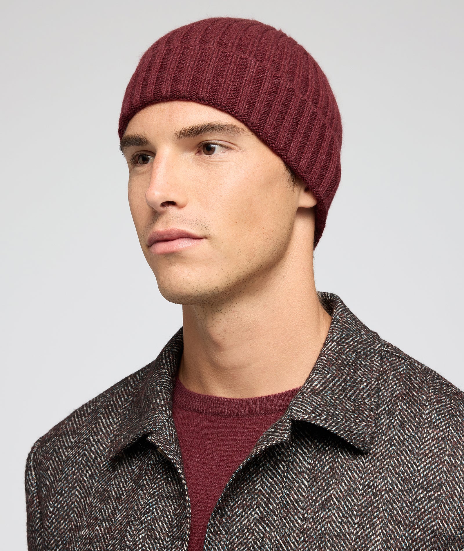 Berretto in cashmere bordeaux