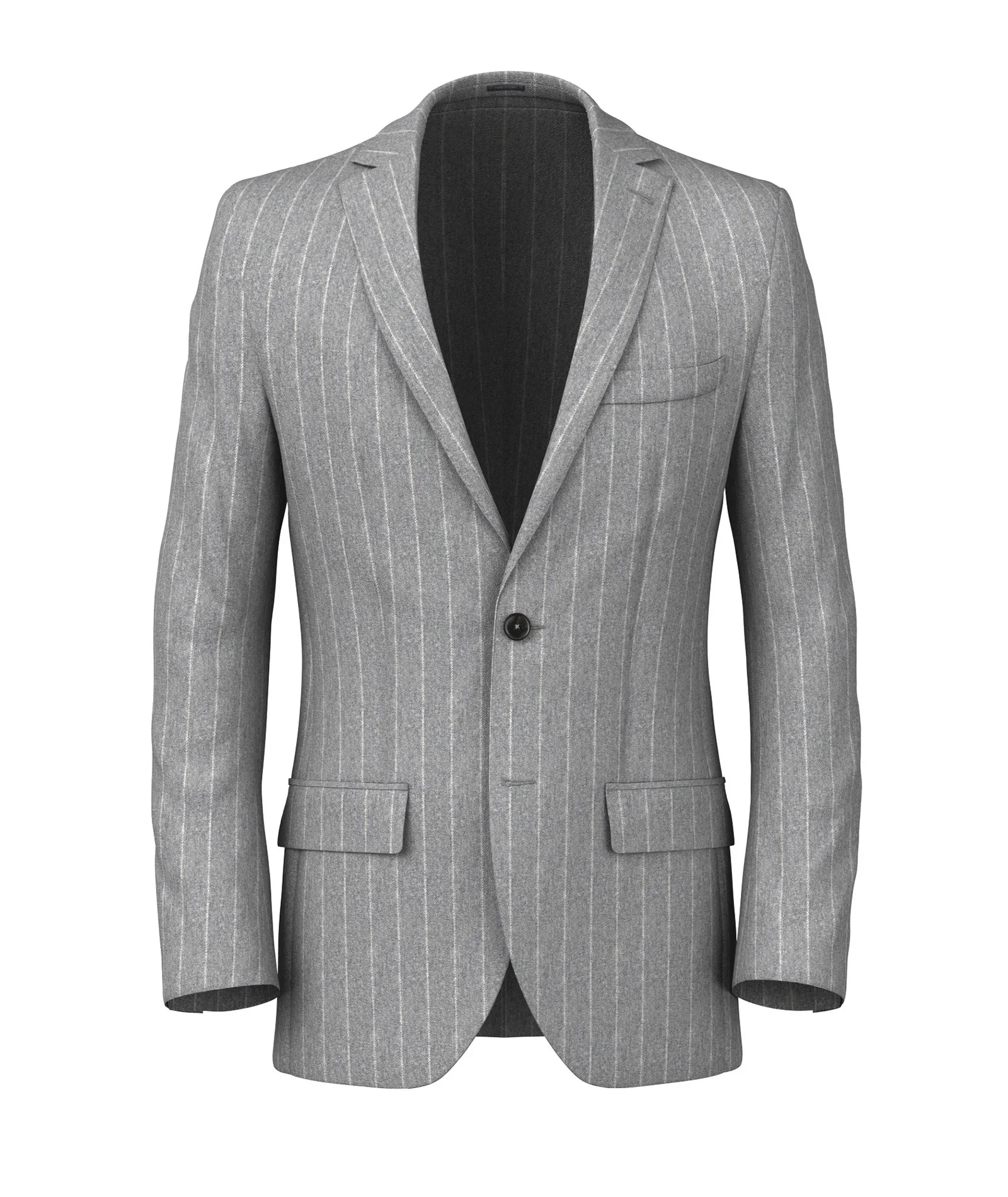 Blazer in flanella di lana gessato grigio