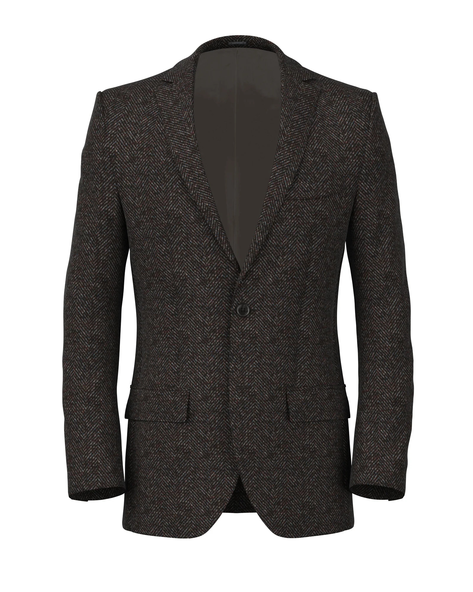 Blazer in lana e alpaca spigata marrone e azzurra