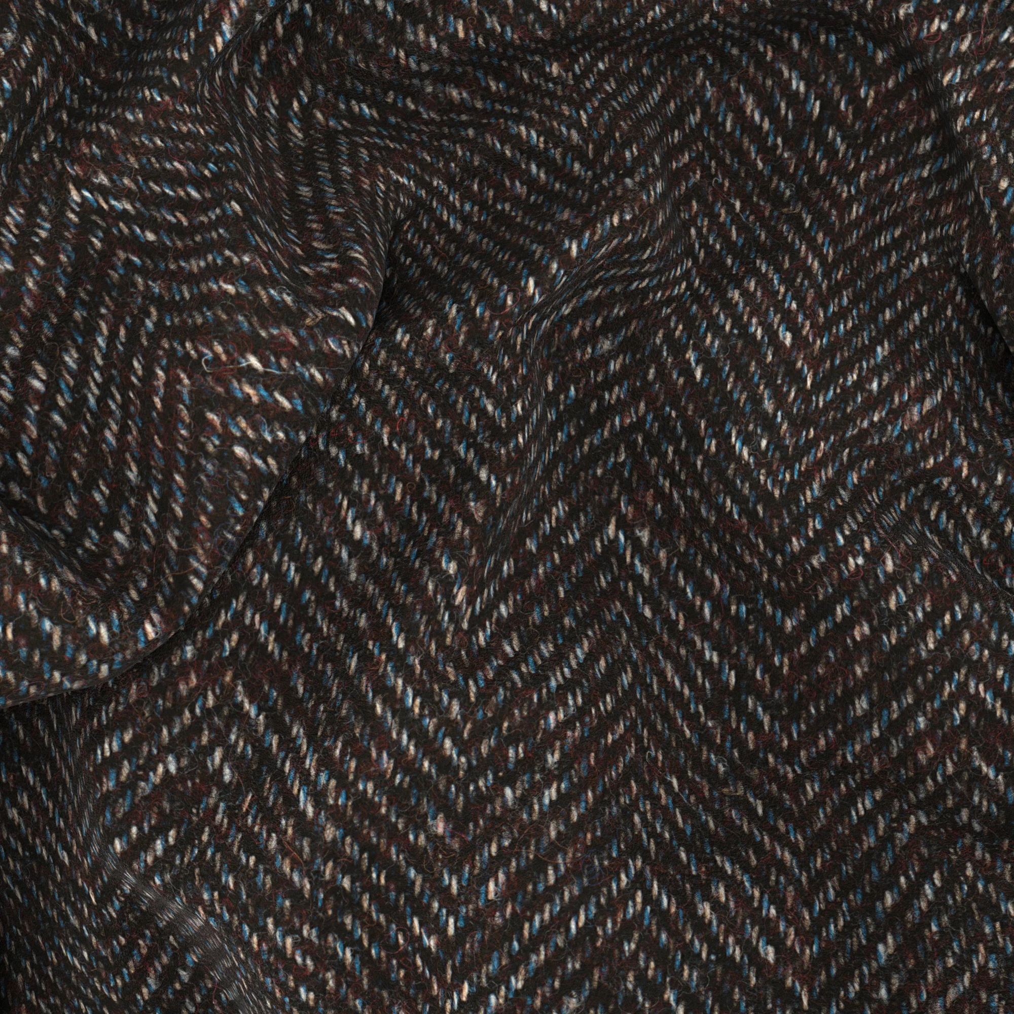 Blazer in lana e alpaca spigata marrone e azzurra - Image 3