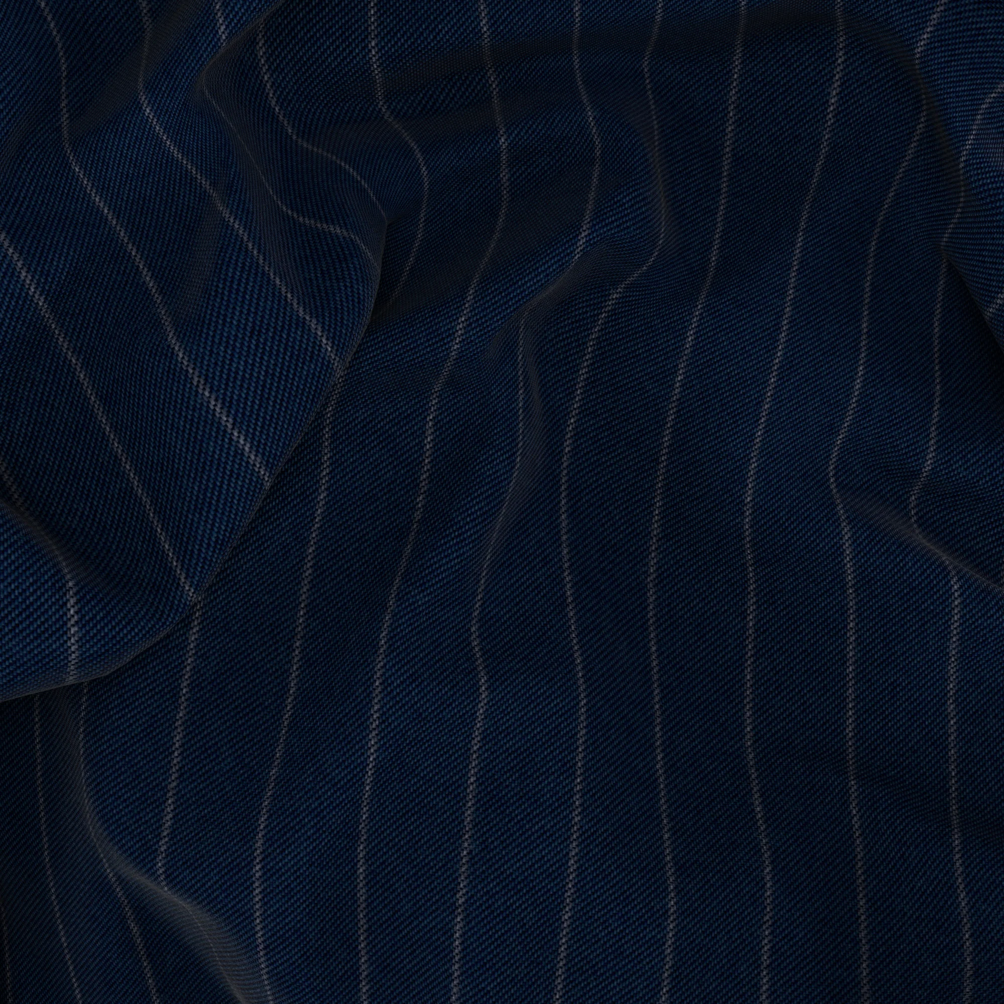 Blazer in lana gessato blu navy - Image 4