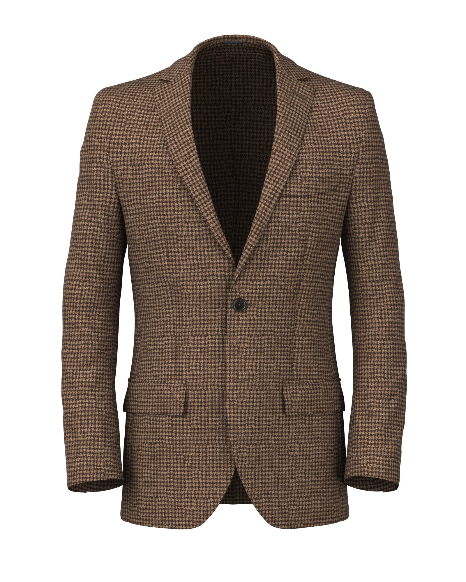 Blazer in lana pied-de-poule marrone e beige