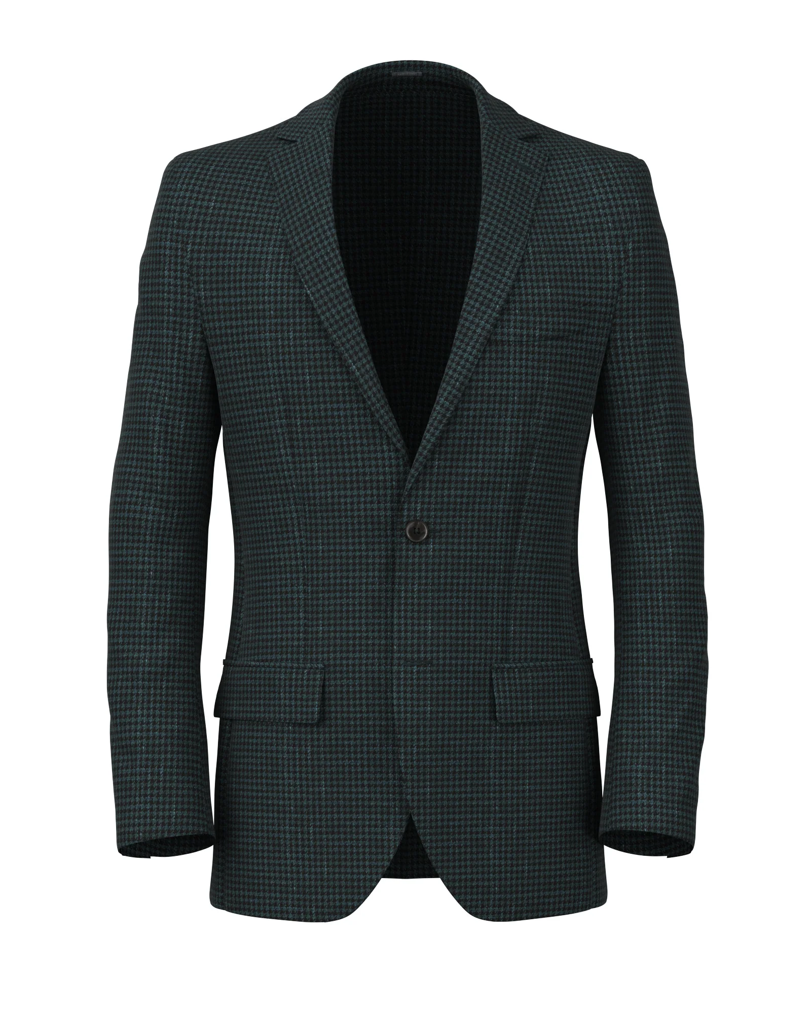 Blazer in lana pied-de-poule verde e nero