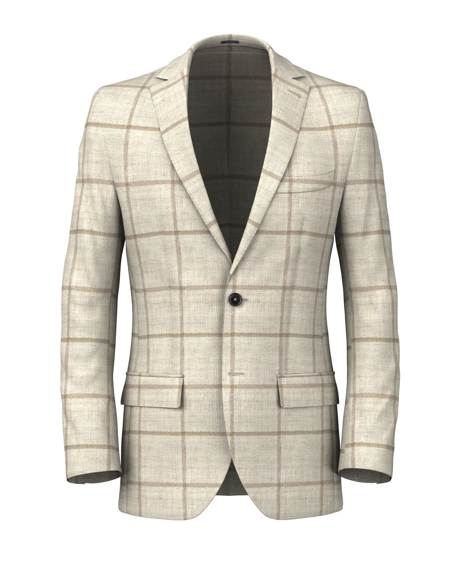Blazer in lino-lana a quadri beige