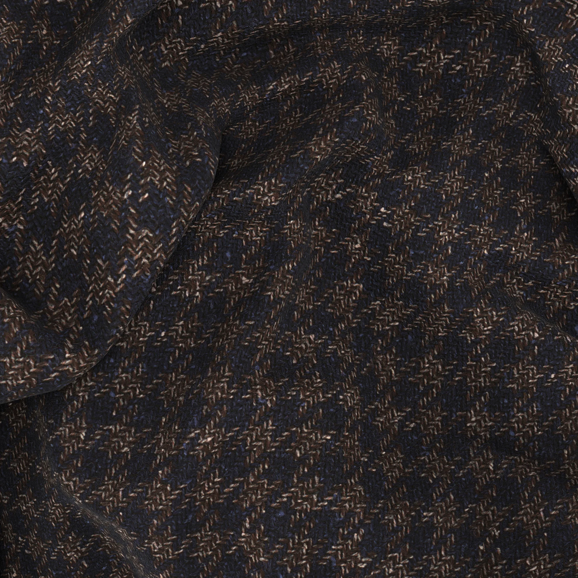 Blazer pied de poule in lana alpaca e seta blu - Image 2