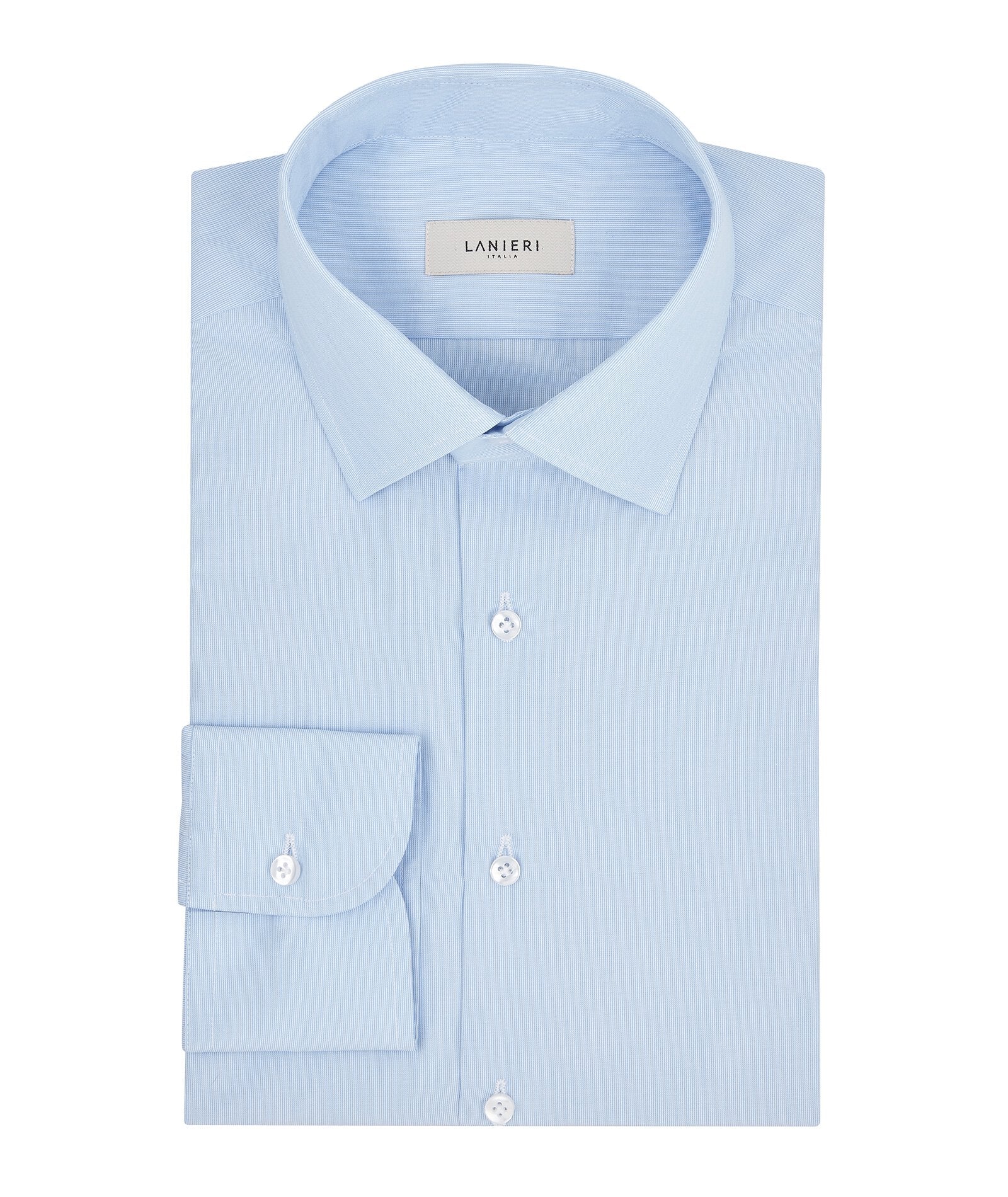 Camicia Azzurra in Microriga Pin Point di Cotone - Image 3