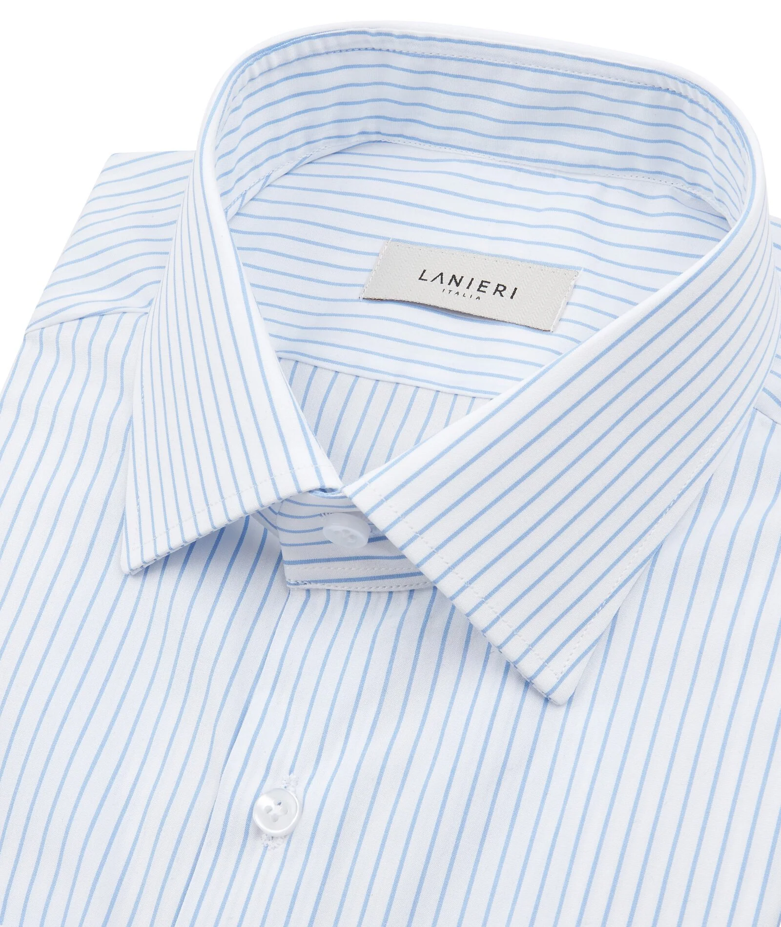 Camicia Bianca a righe Azzurre in Popeline di Cotone - Image 2