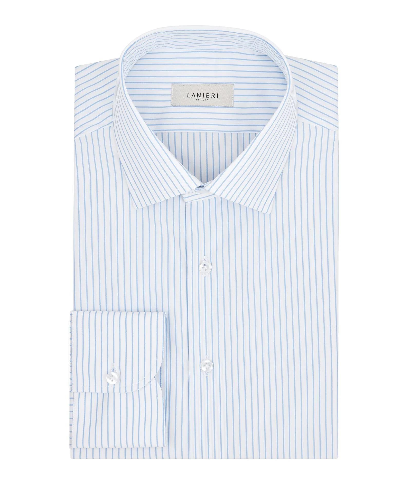 Camicia Bianca a righe Azzurre in Popeline di Cotone - Image 3