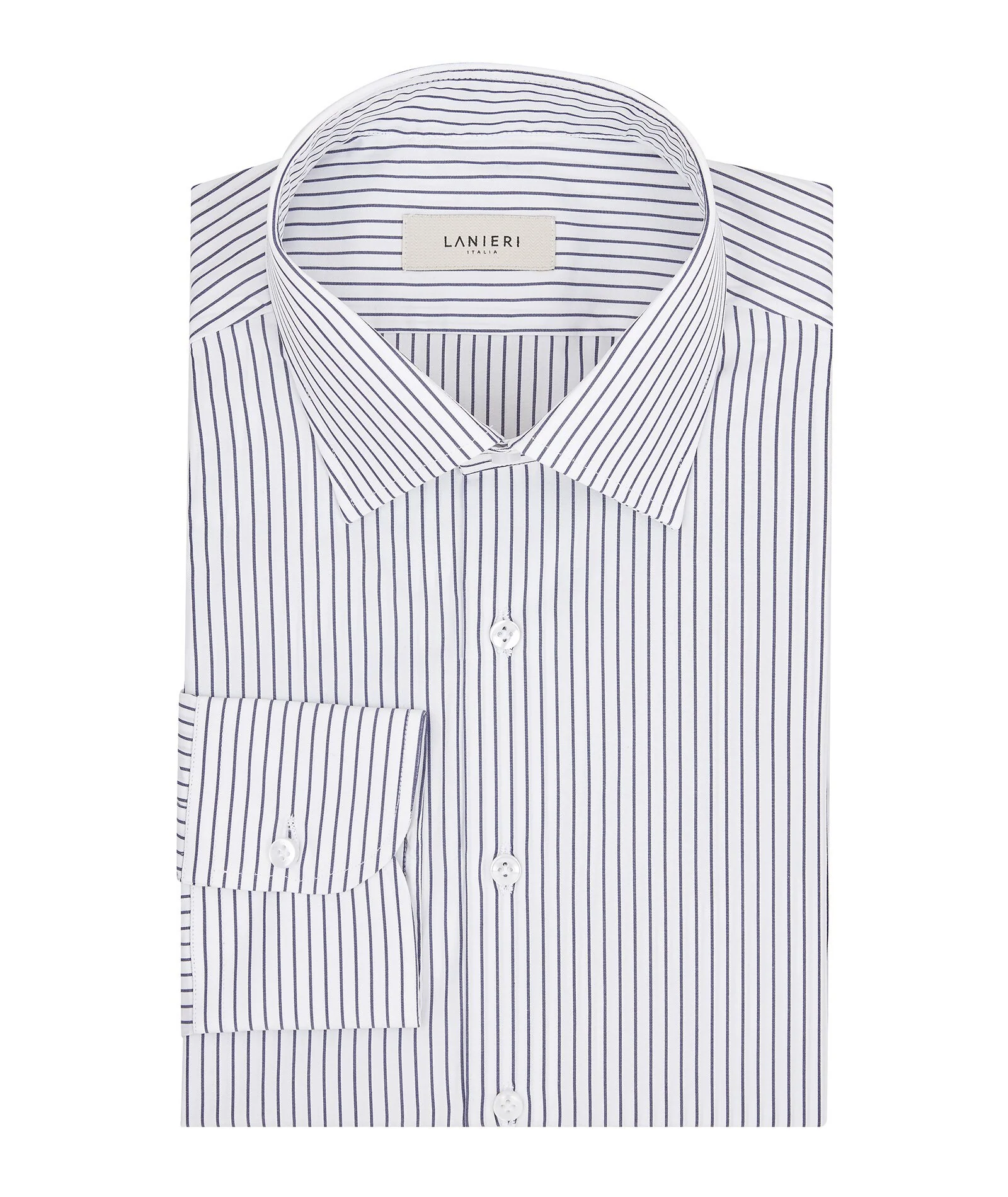 Camicia Bianca a righe Blu in Popeline di Cotone - Image 3