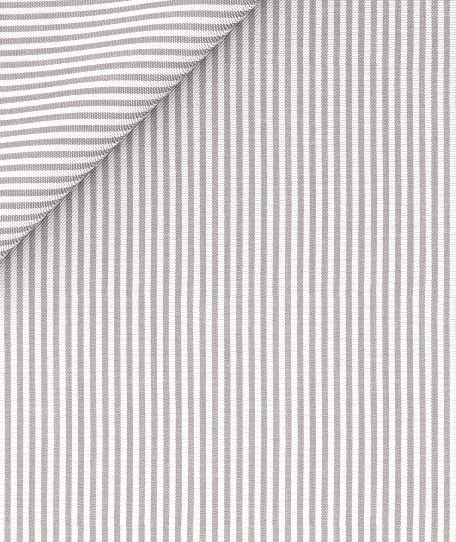 Camicia Bianca e Grigia a Righe sottili in Popeline di Cotone - Image 4