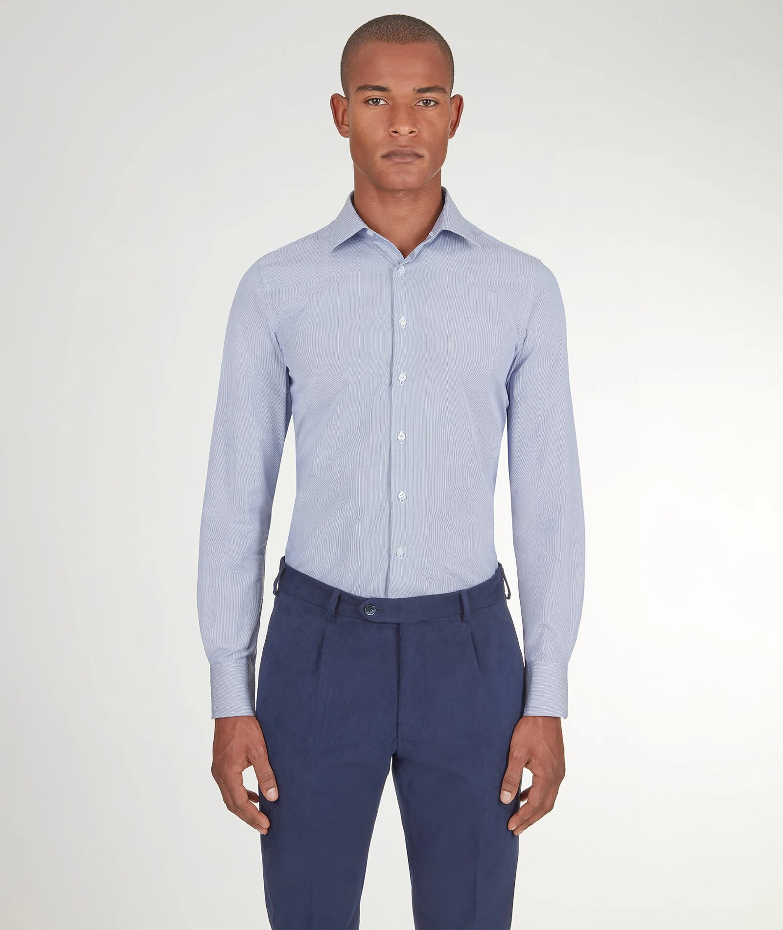 Camicia Blu in Pin Point di Cotone