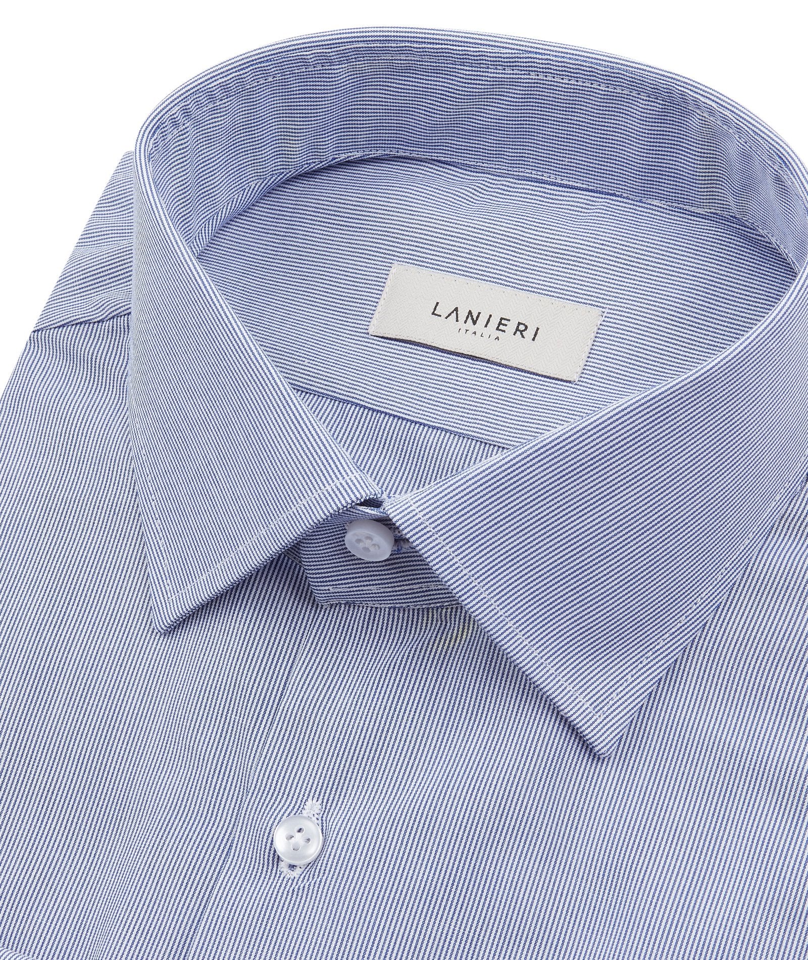 Camicia Blu in Pin Point di Cotone - Image 2