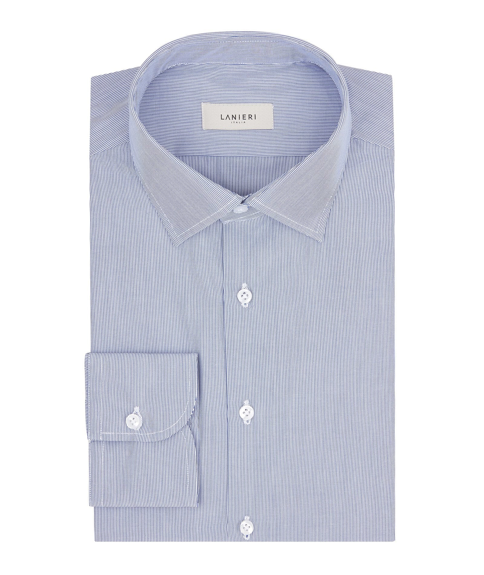Camicia Blu in Pin Point di Cotone - Image 3