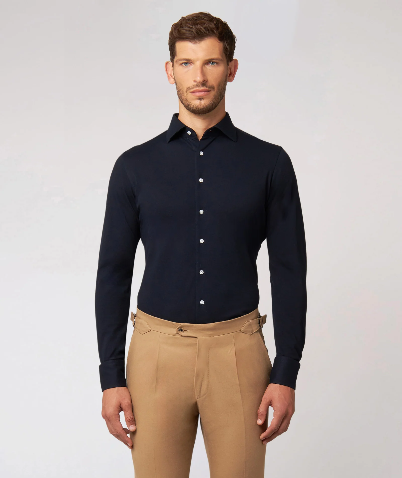 Camicia Blu Piquet Cotone