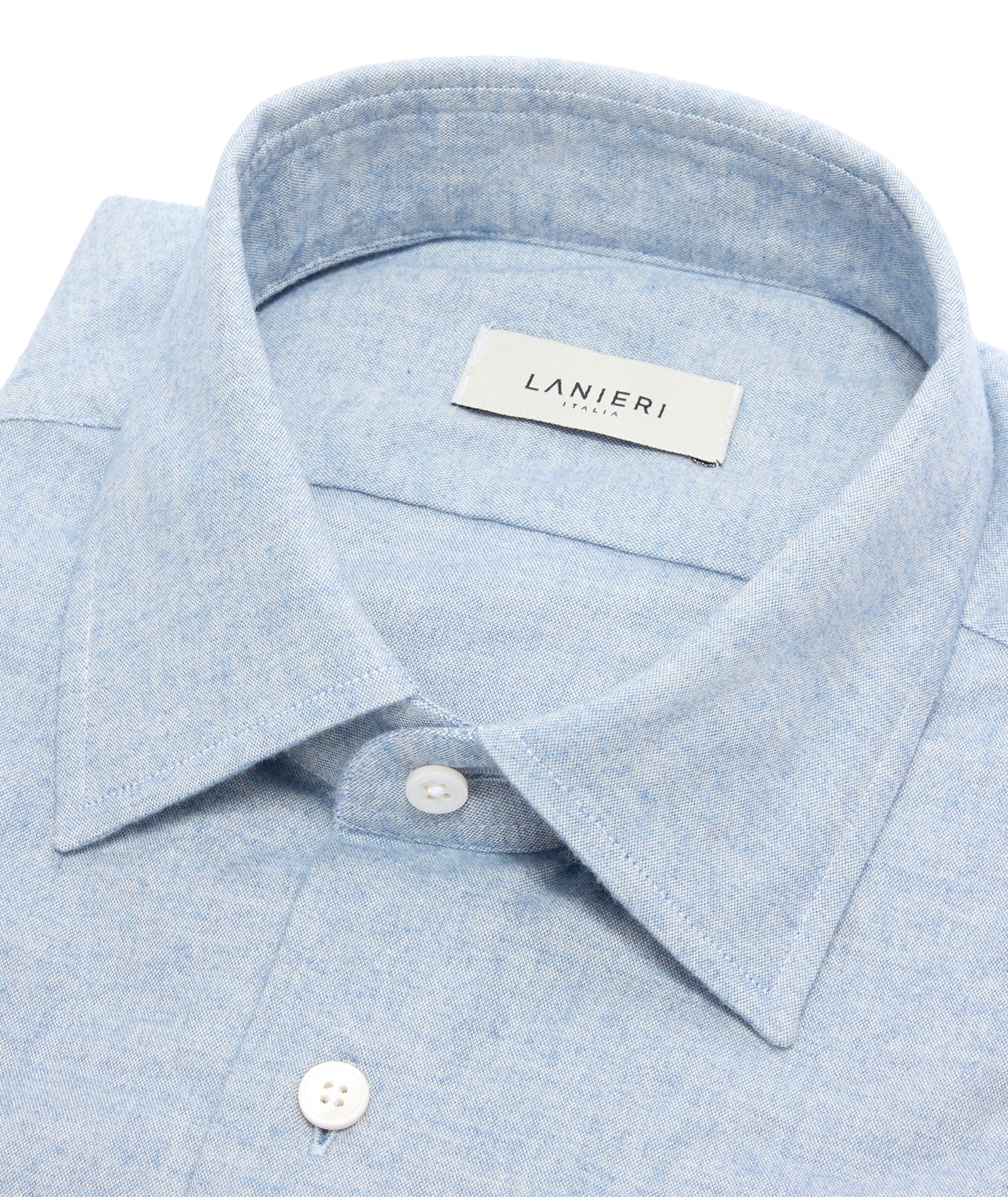 Camicia Flanella Tinta Unita Azzura - Image 3