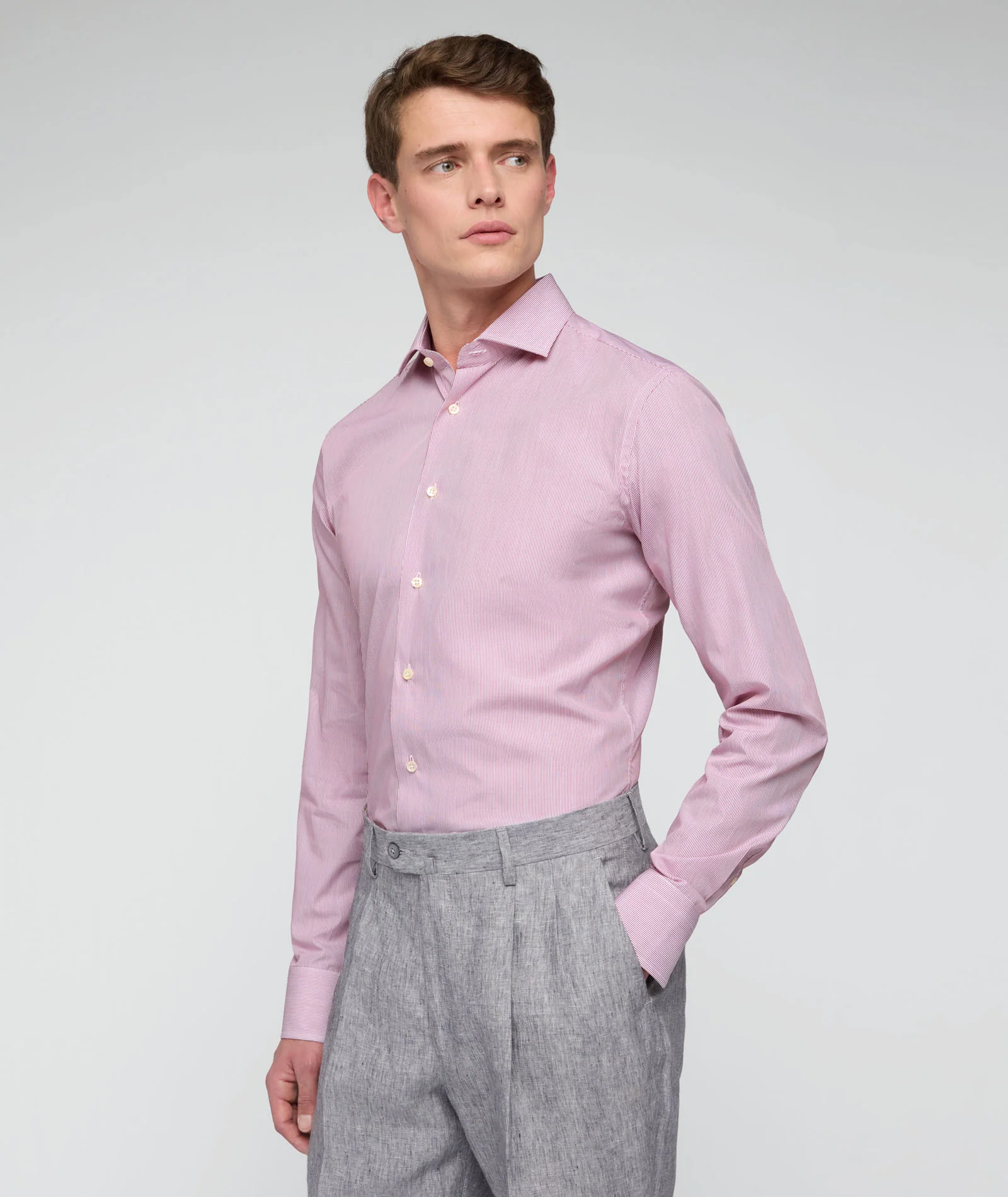Camicia in cotone a righe rosse - Image 2