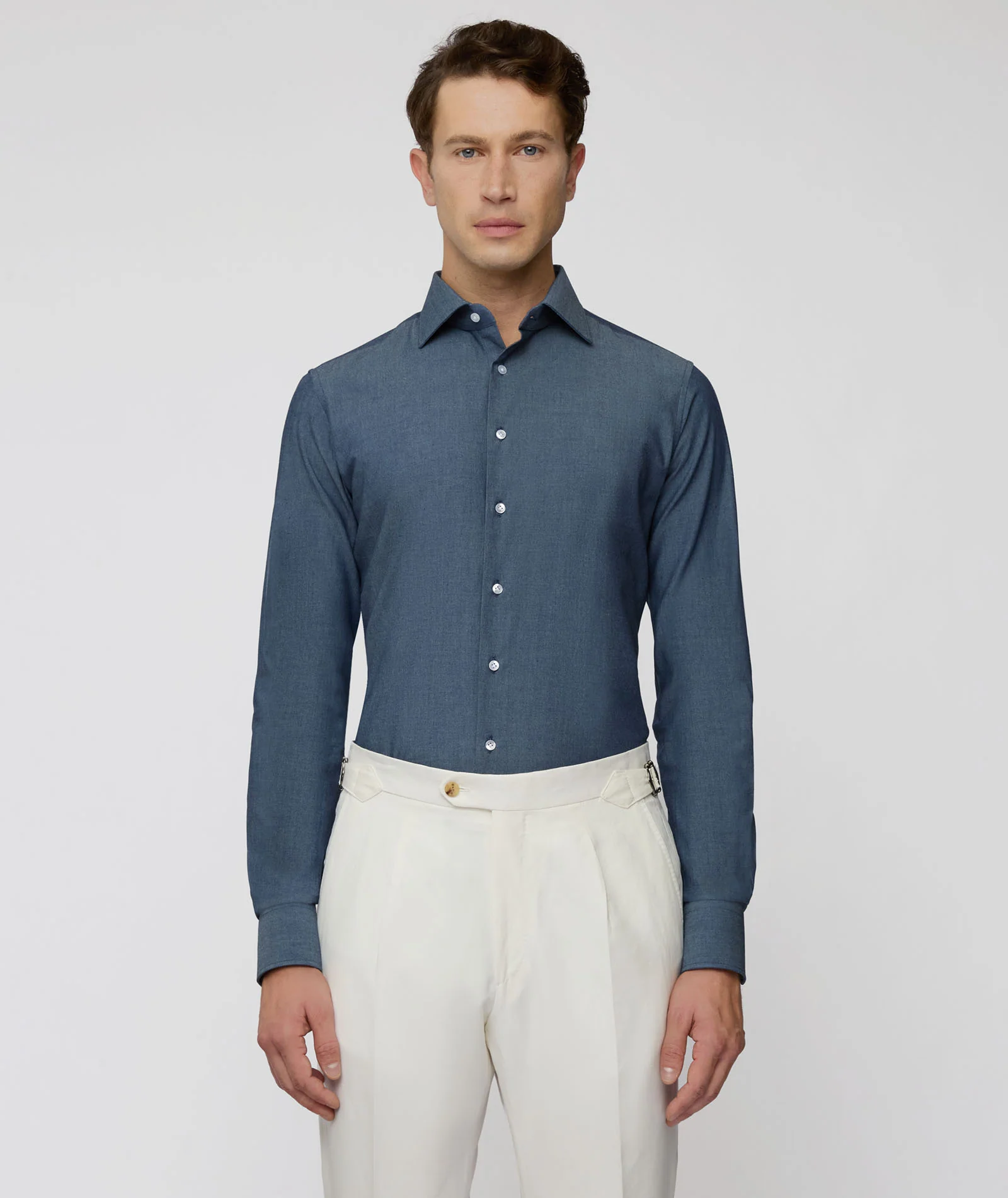 Camicia in cotone chambray blu scuro