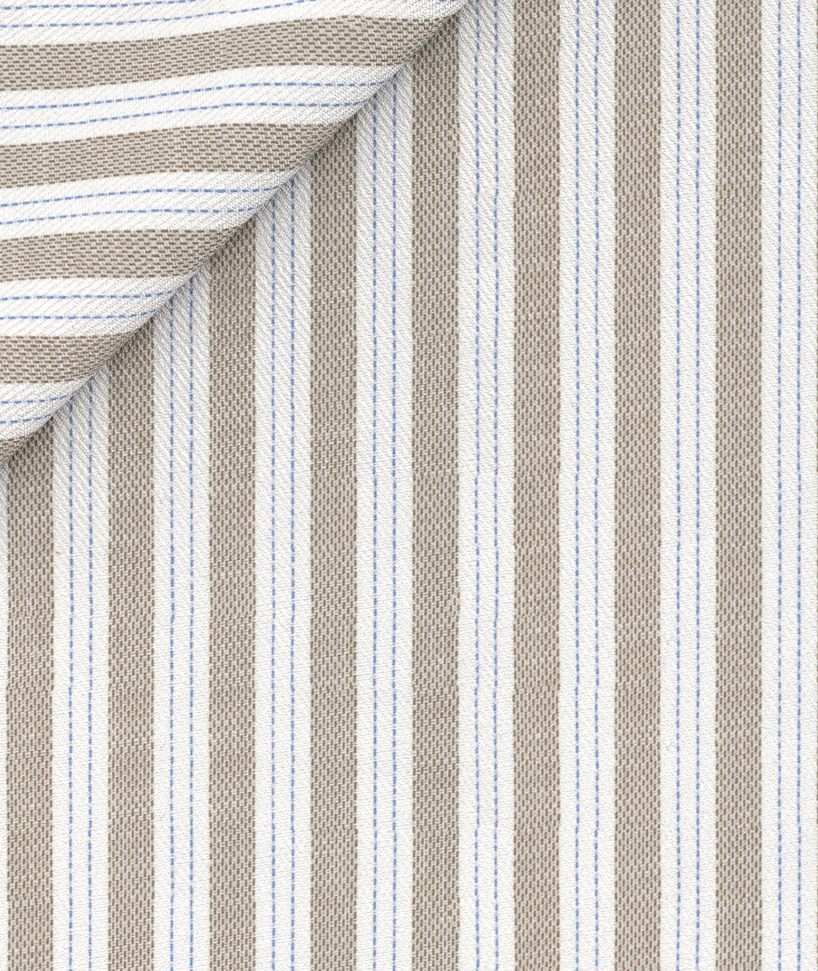 Camicia in cotone-lino rigata bianca e beige - Image 5