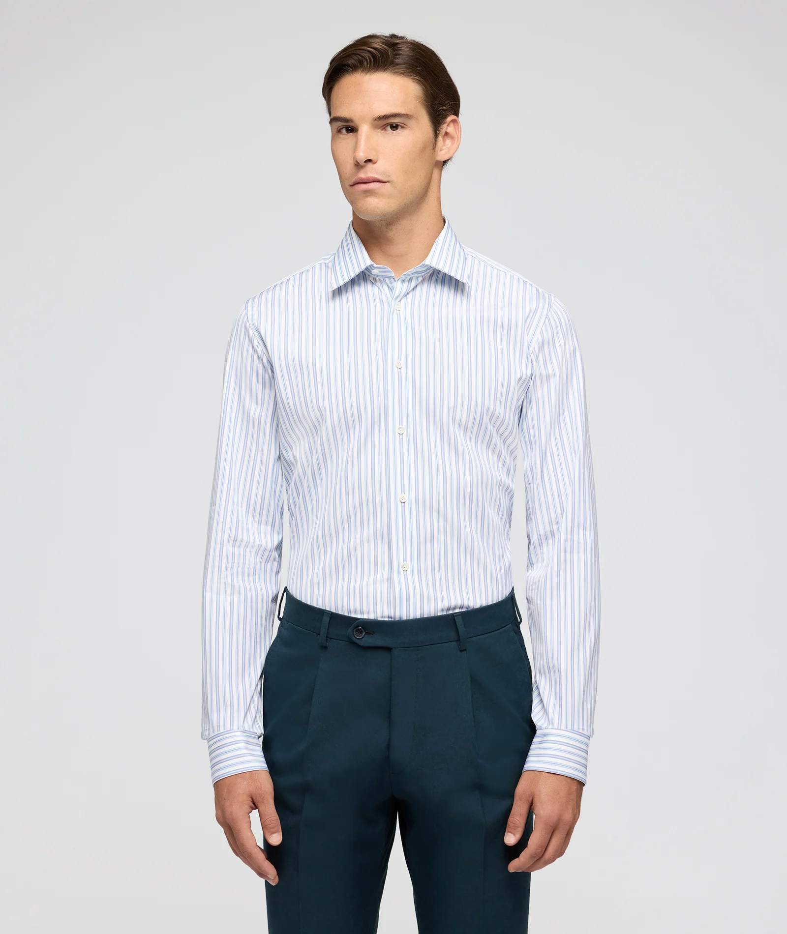 Camicia in cotone rigata azzurra