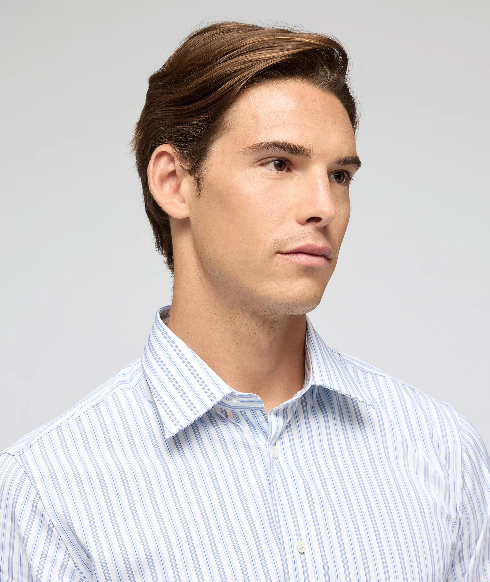 Camicia in cotone rigata azzurra - Image 2
