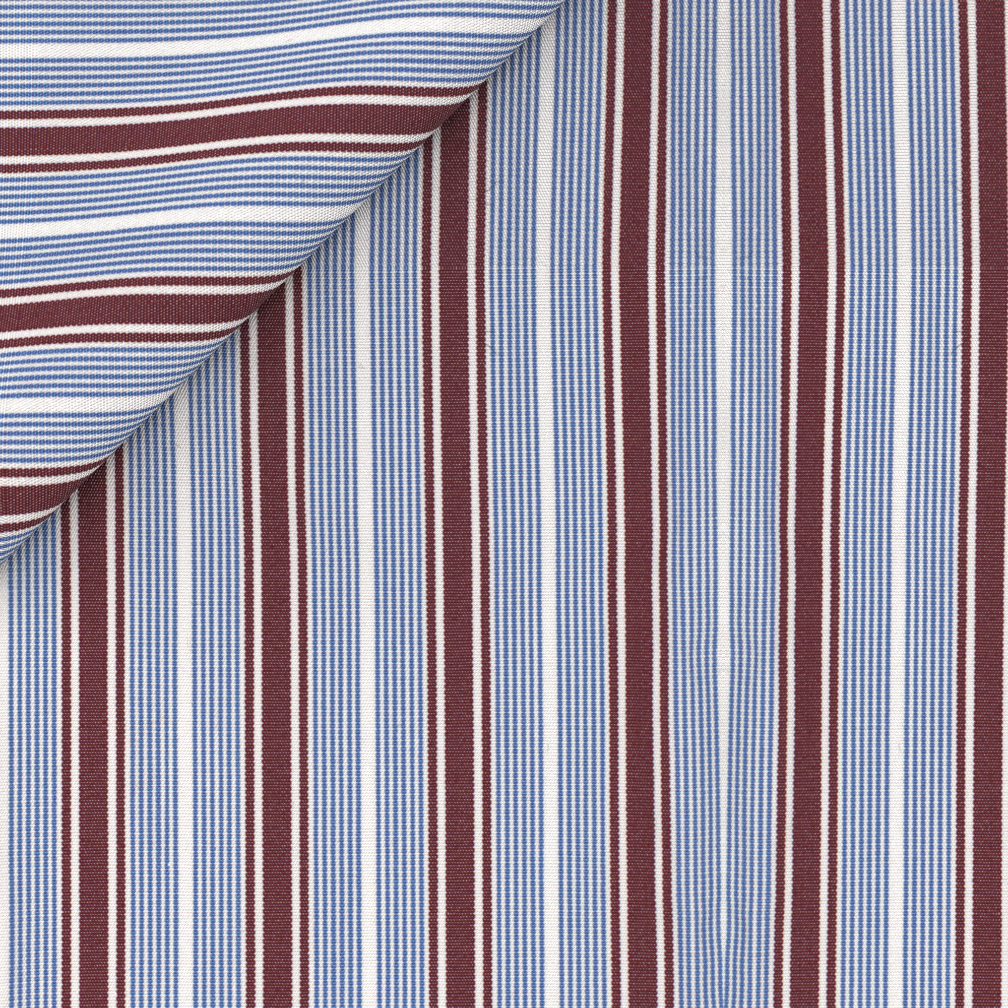 Camicia in cotone rigata azzurro e bordeaux - Image 5