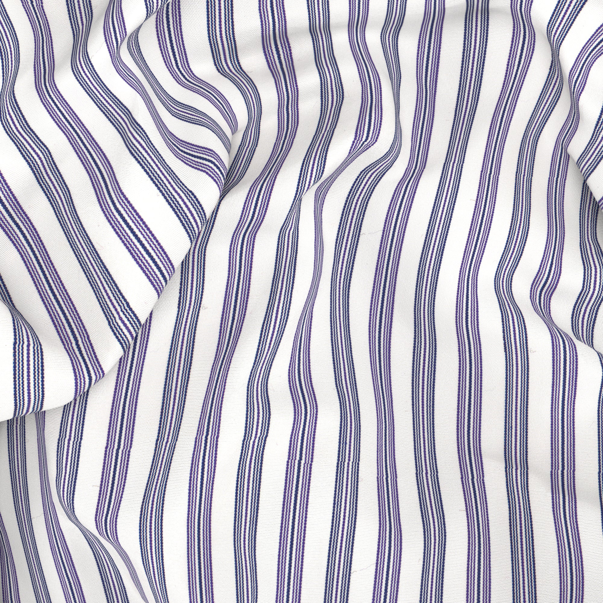 Camicia in cotone rigata azzurro e viola - Image 6
