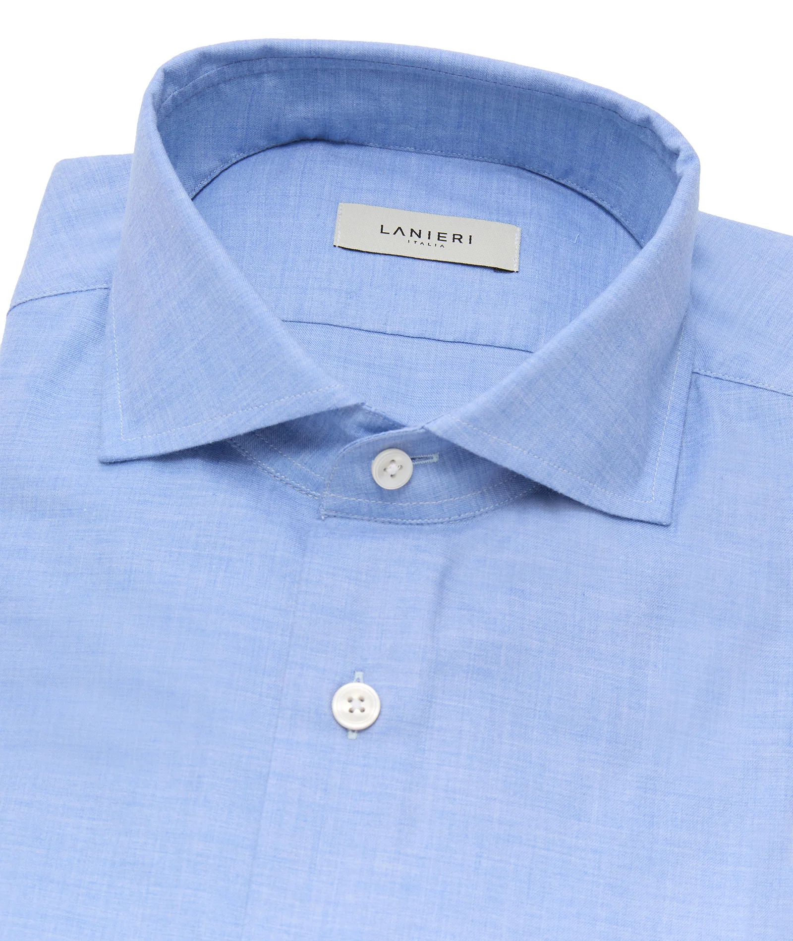 Camicia in flanella di cotone azzurra - Image 3