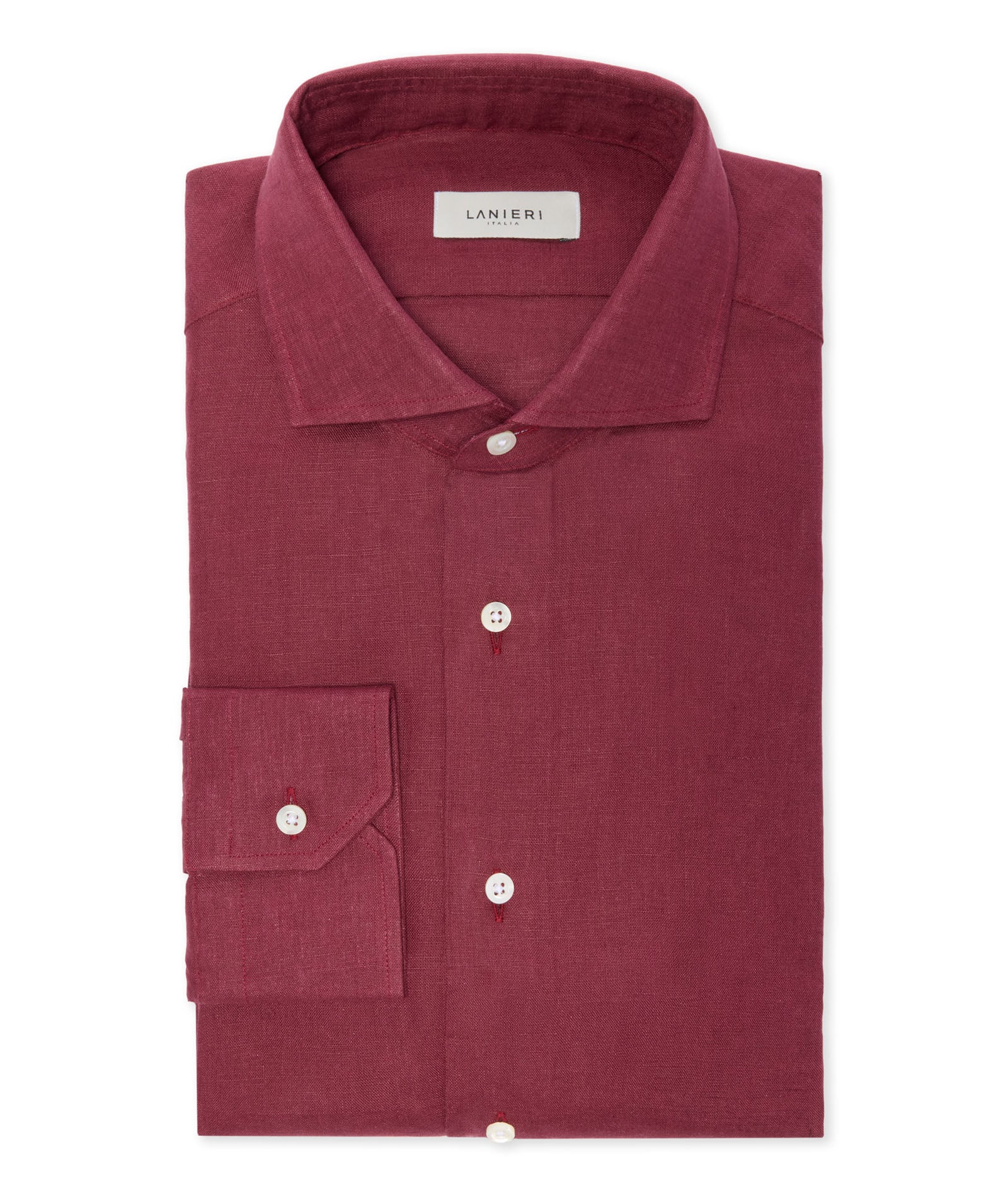 Camicia in lino bordeaux - Image 3