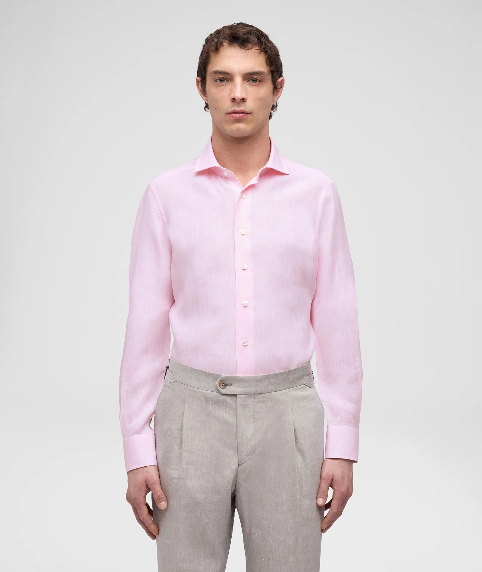 Camicia in lino rosa