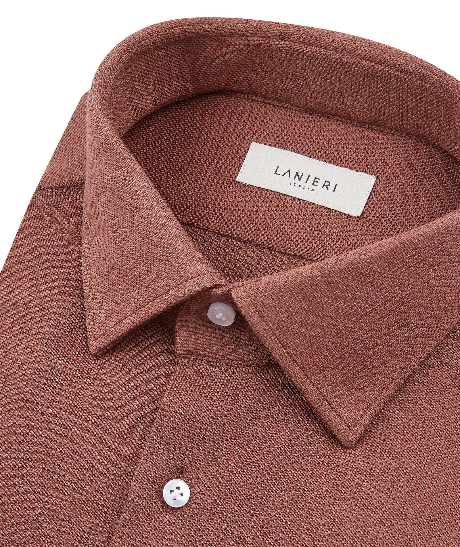 Camicia Marrone in Piquet di Cotone - Image 2