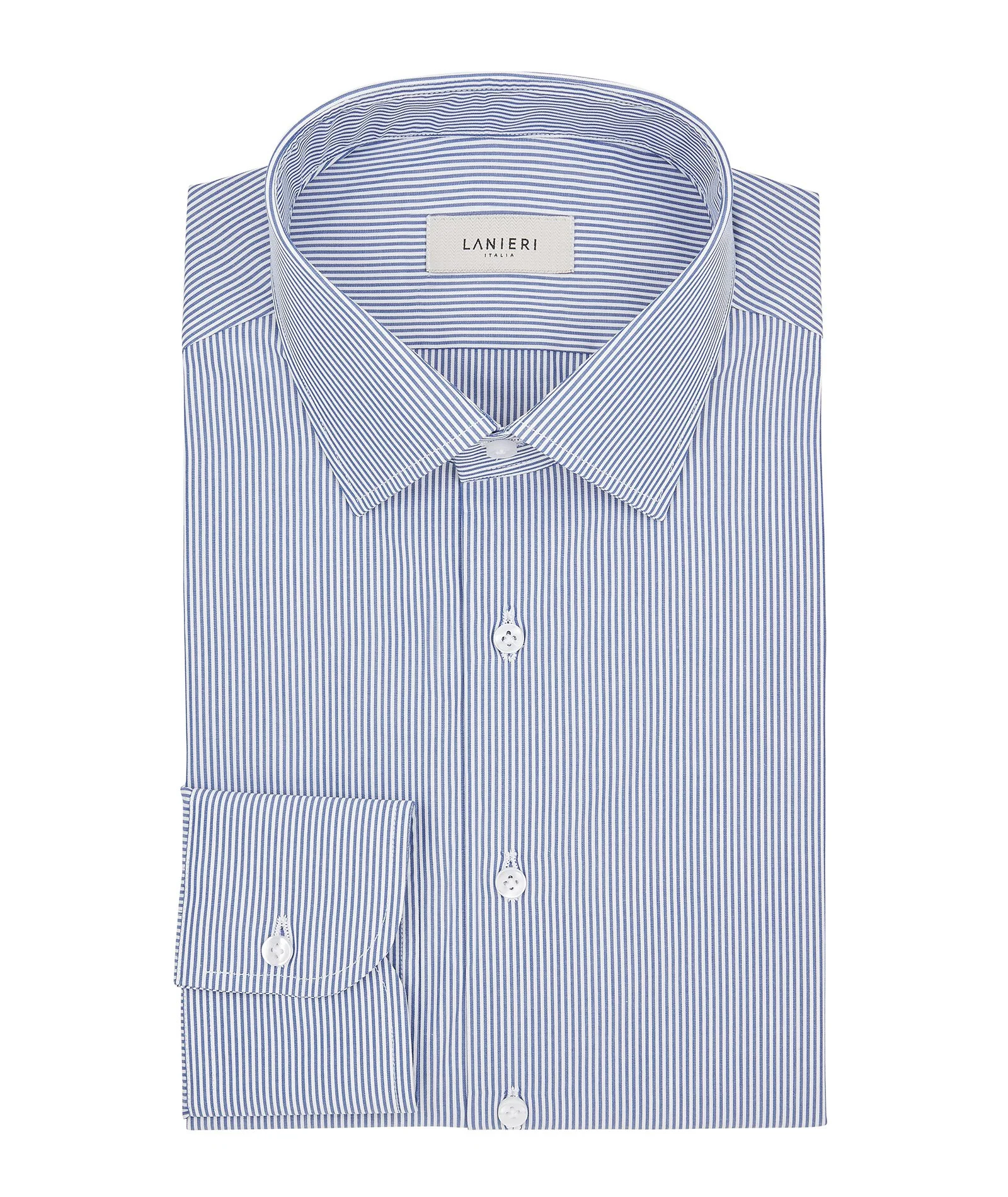 Camicia Microriga blu in Popeline di Cotone - Image 3