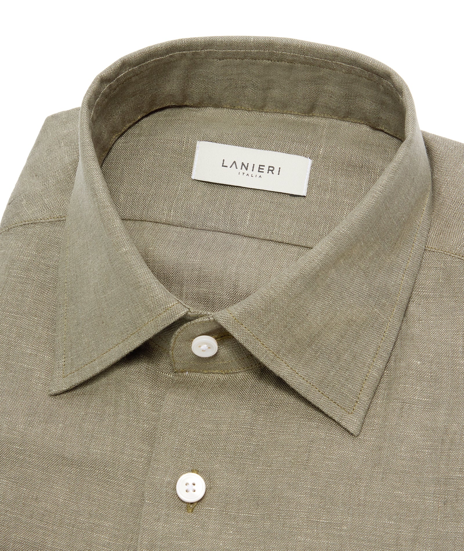 Camicia Verde Oliva Lino Made In Italy - Image 3