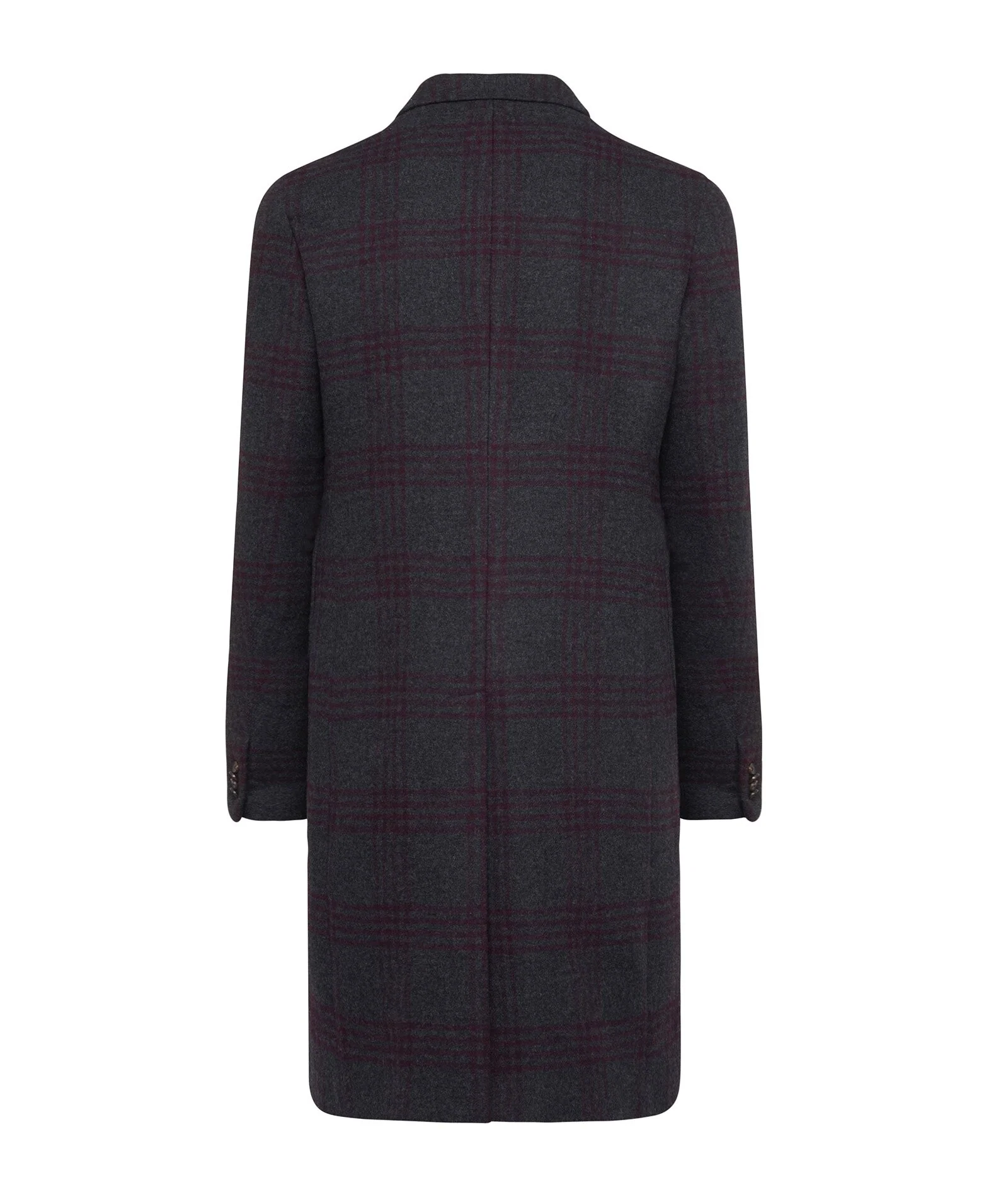 Cappotto grigio e bordeaux finestrato in lana - Image 3
