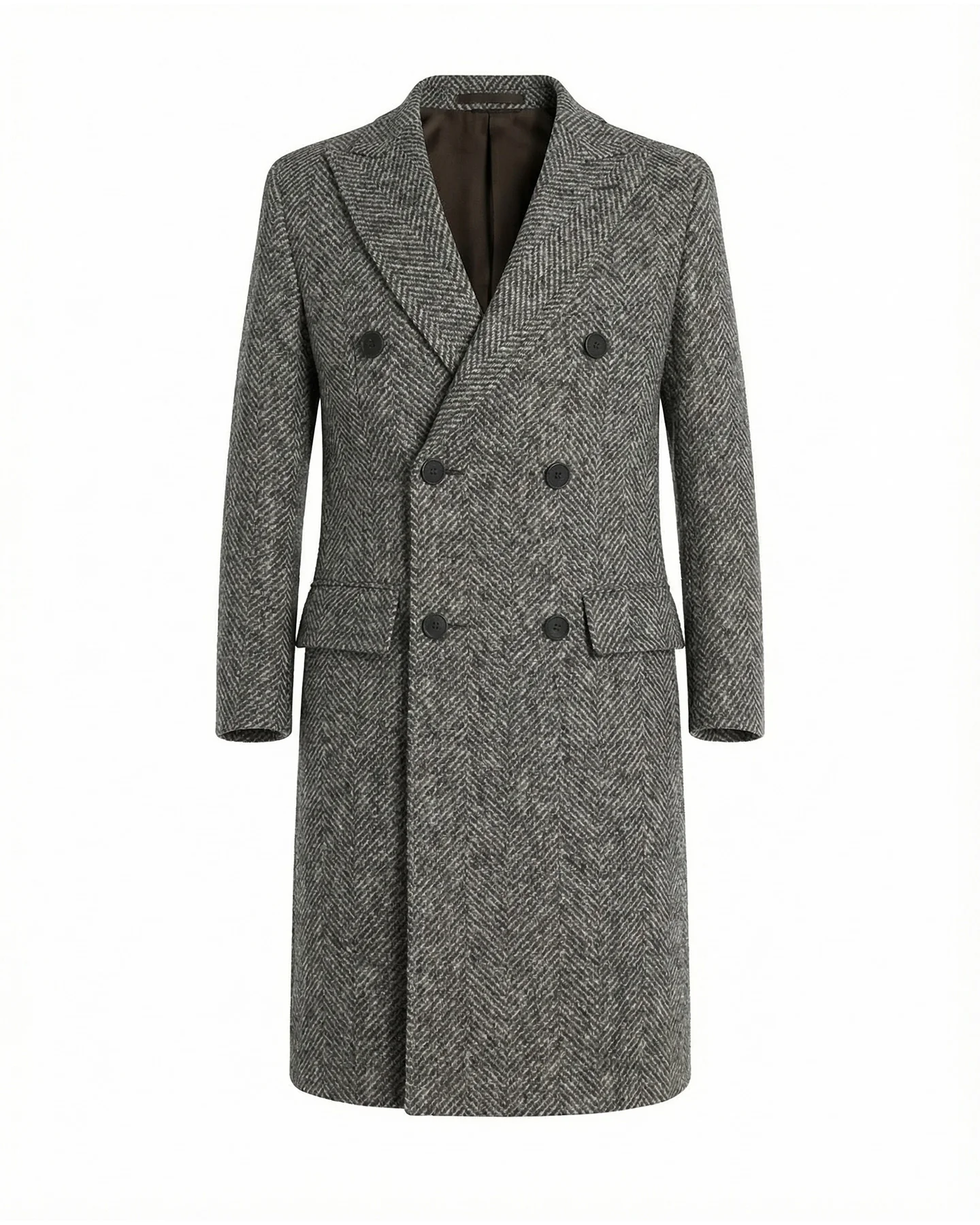 Cappotto Signature in lana e baby alpaca spigato grigio