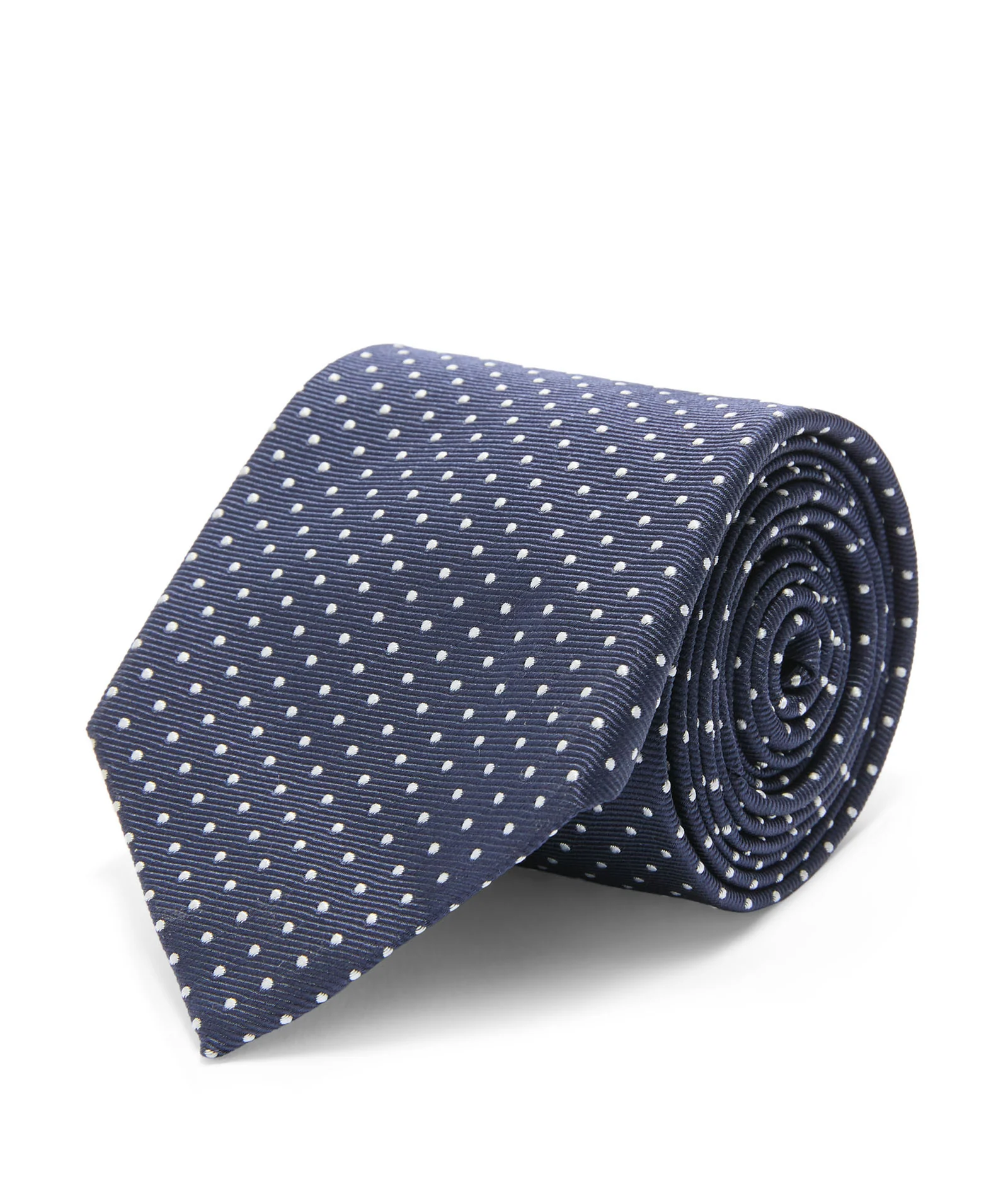 Cravatta in jacquard di seta a pois blu